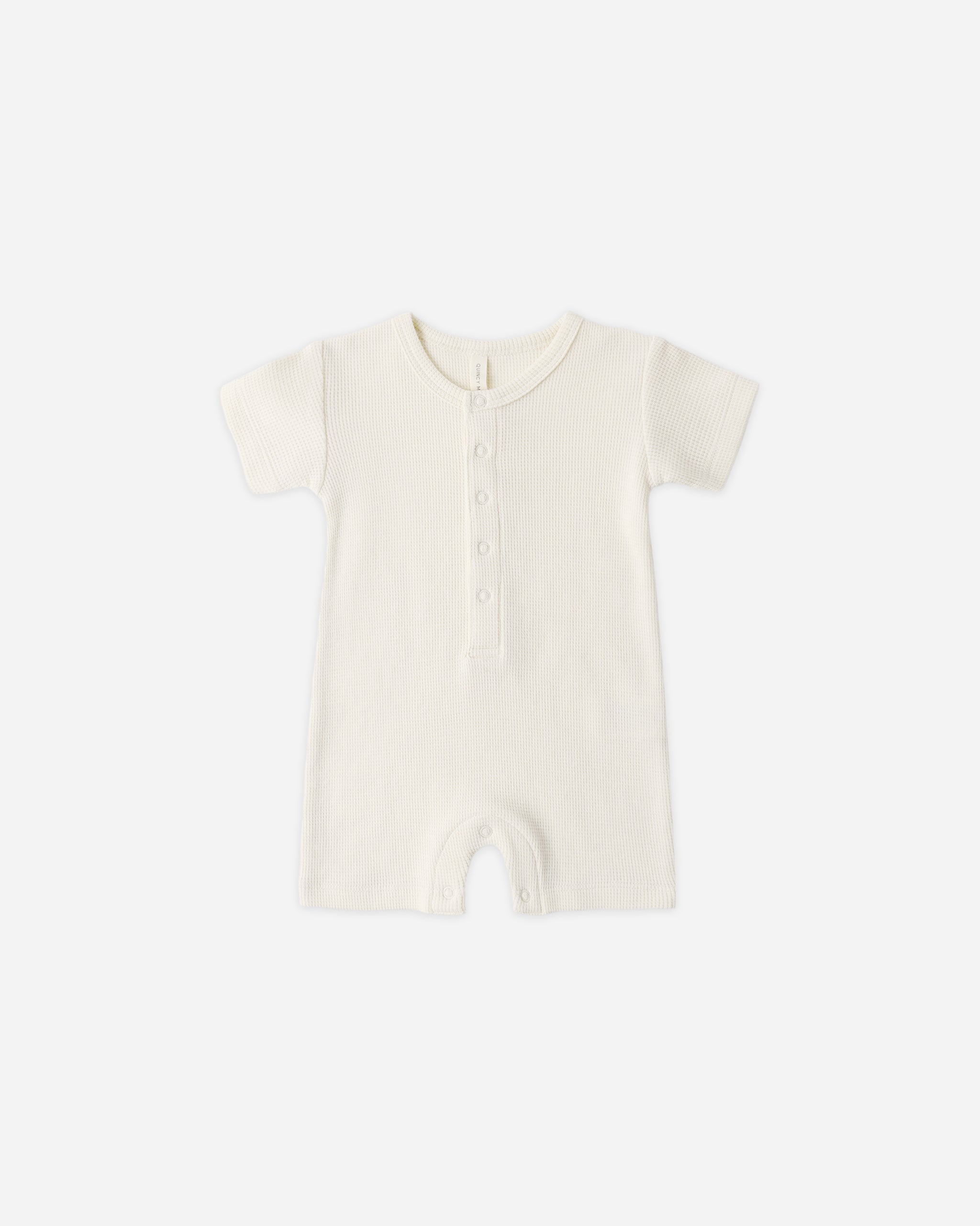 Quincy Mae Waffle Snap Romper - Natural