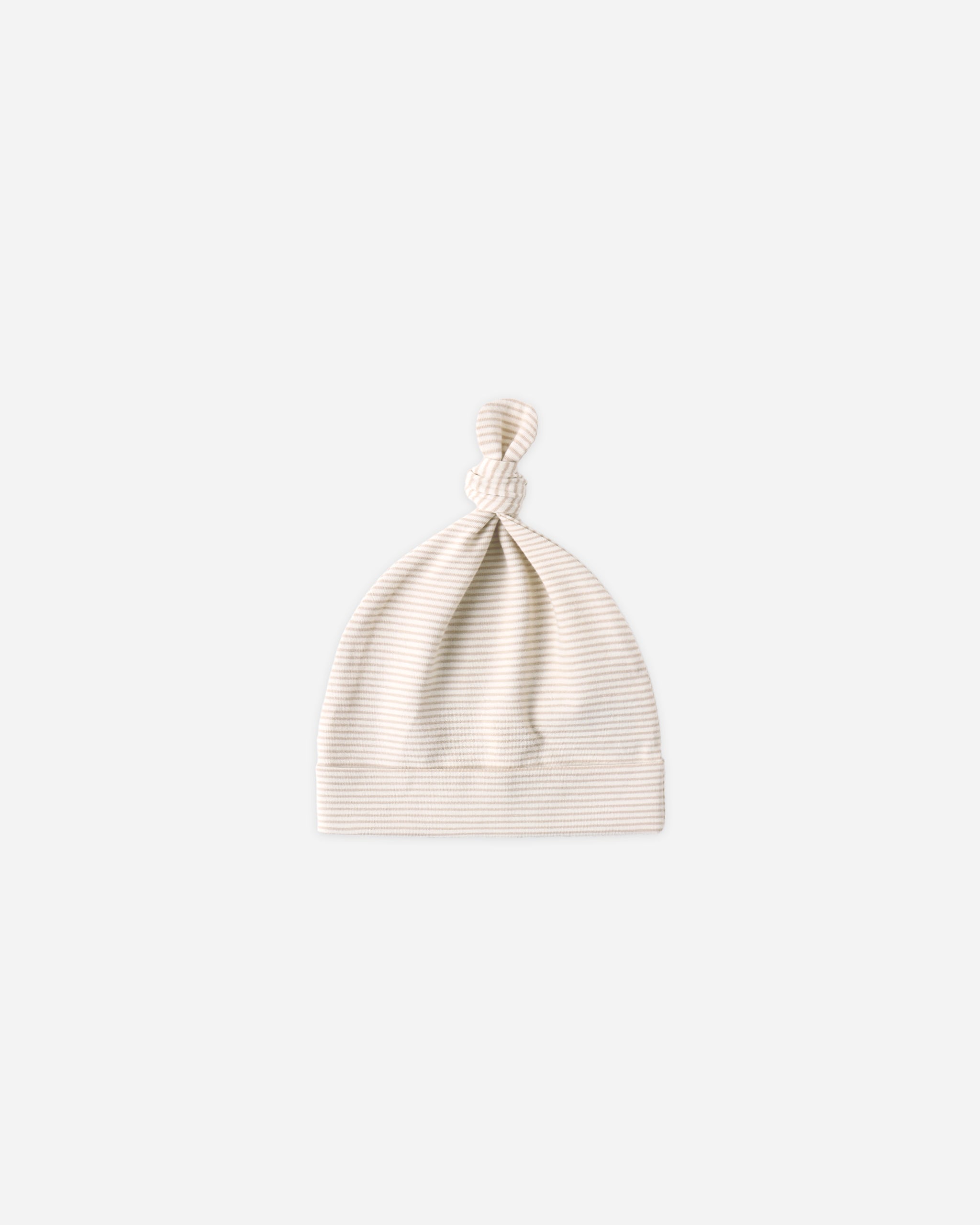 Quincy Mae Knotted Baby Hat - Oat Micro Stripe