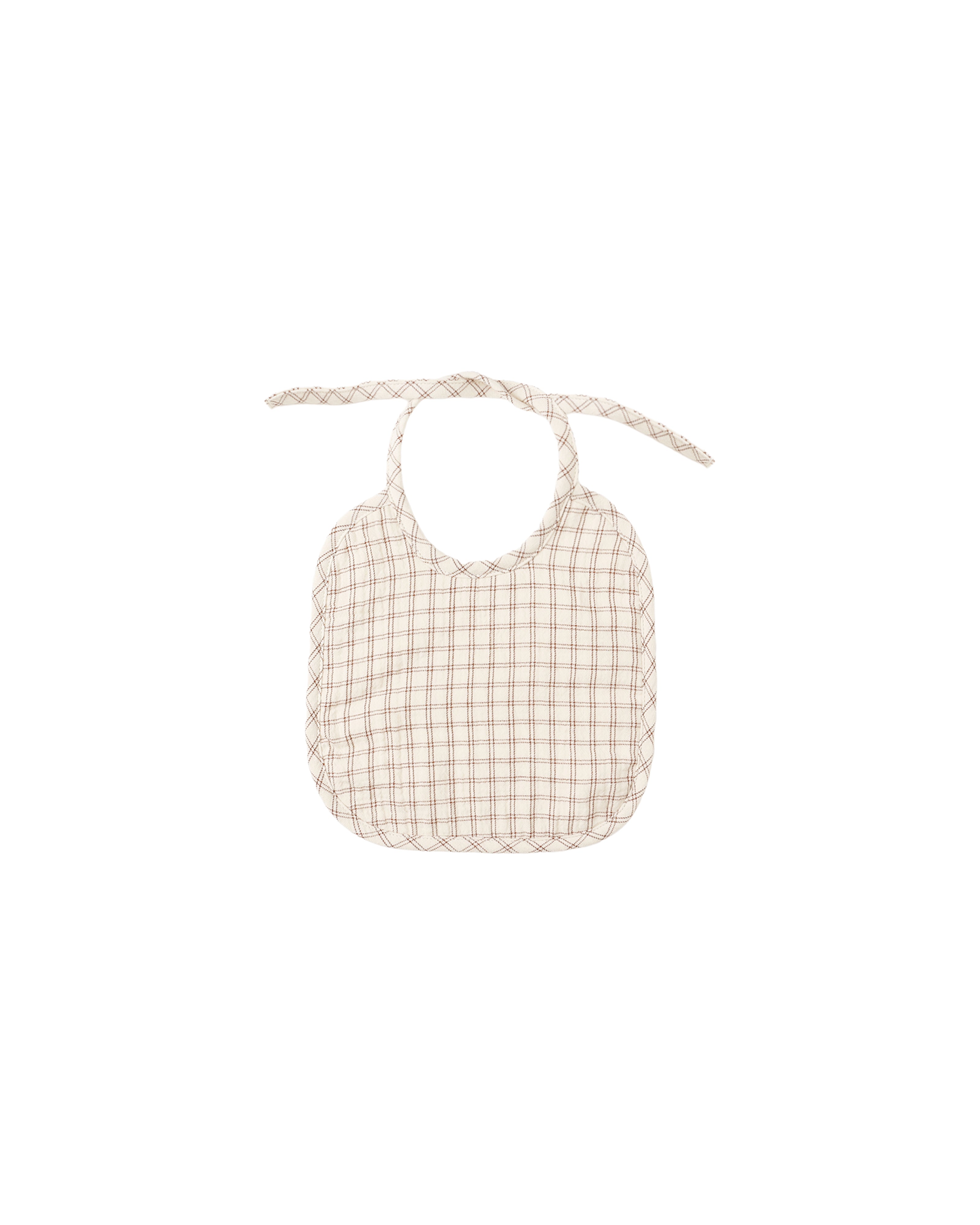 Quincy Mae Woven Tie Bib - Cedar Check