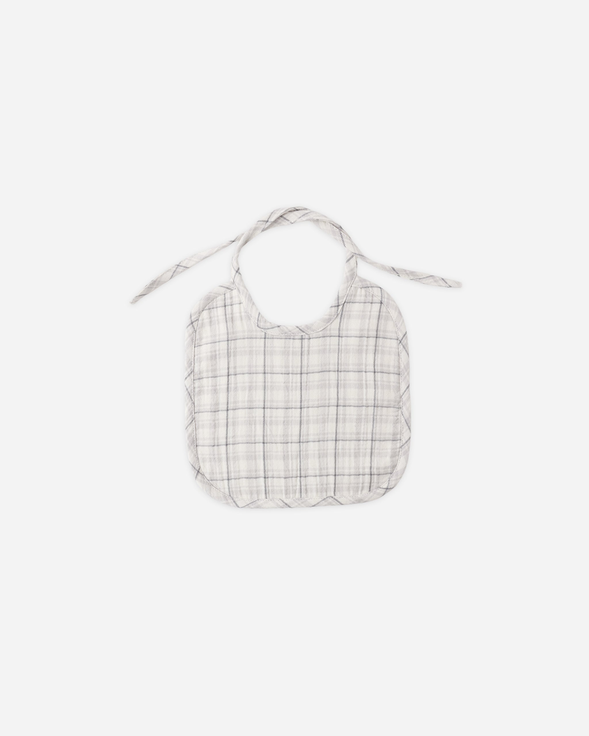 Quincy Mae Woven Tie Bib - Blue Plaid