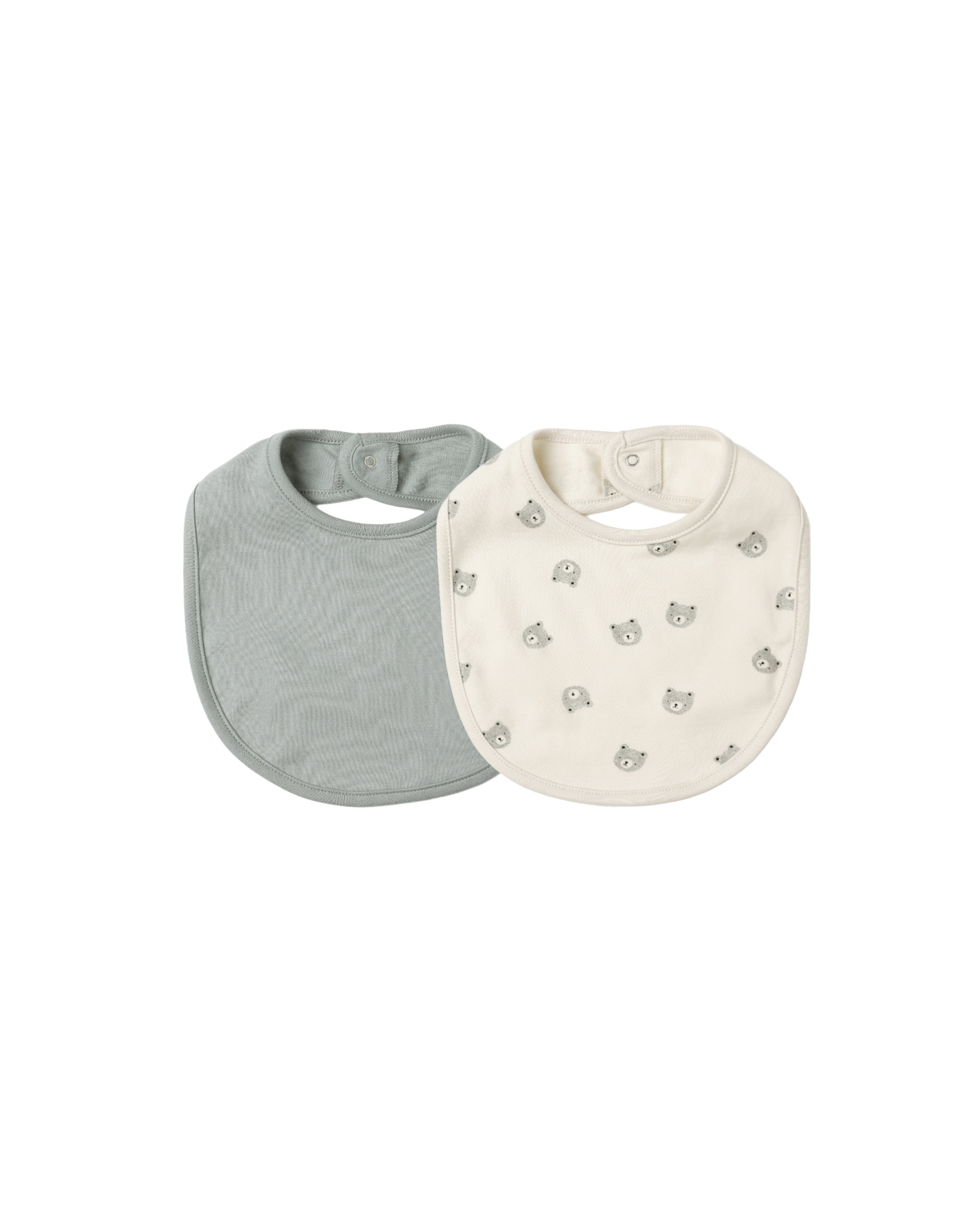 Quincy Mae Jersey Snap Bib, 2 Pack - Bears, Steel Blue