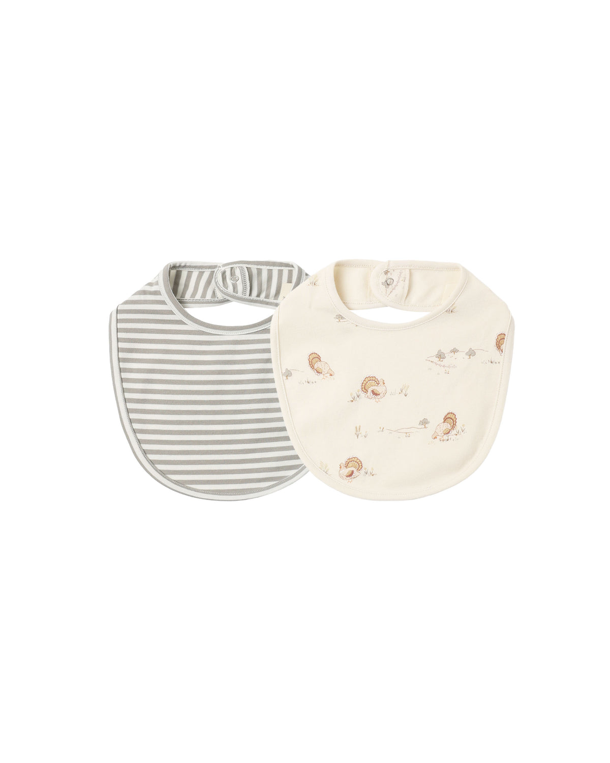 Quincy Mae Jersey Snap Bib, 2 Pack - Laurel Stripe, Turkey