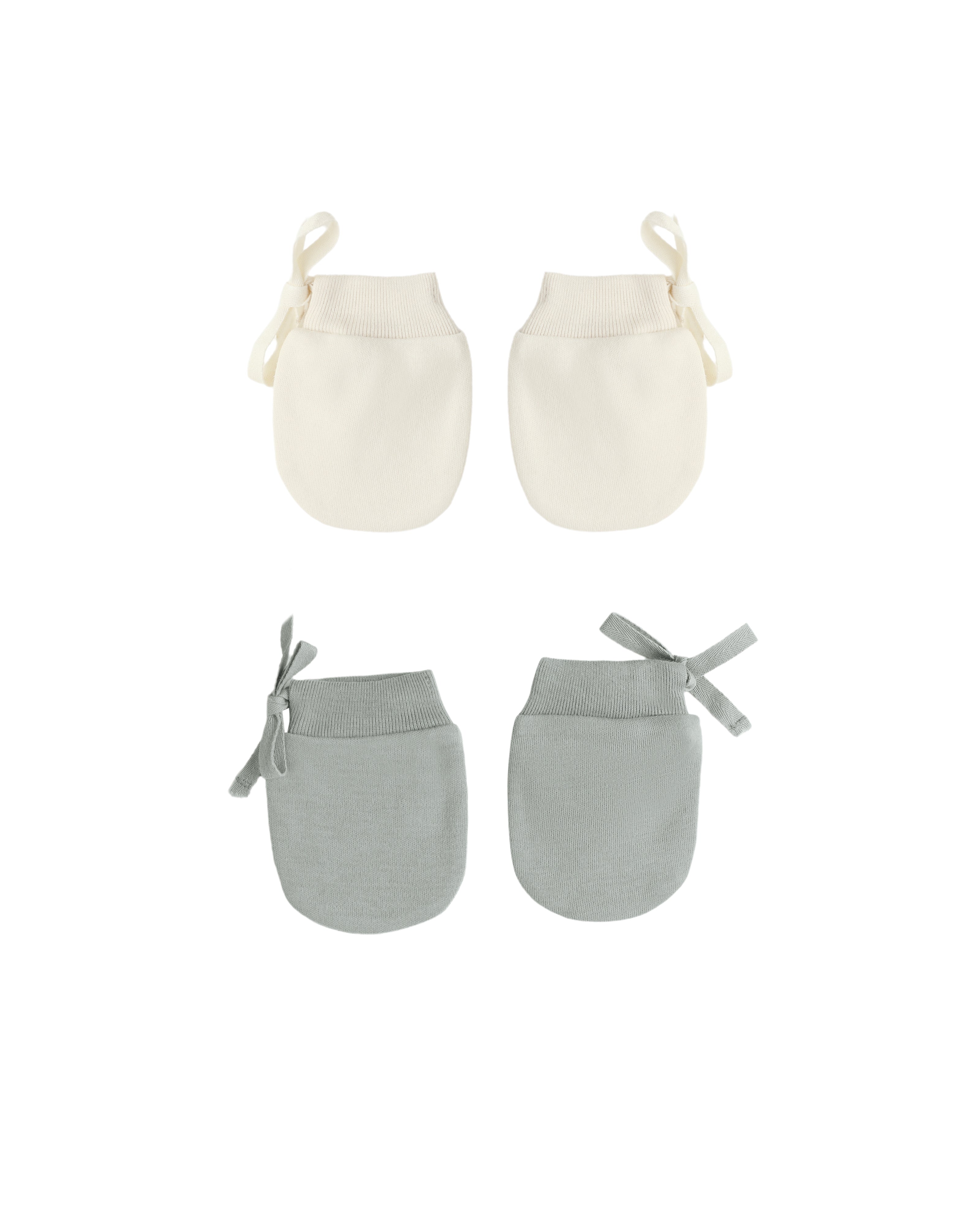 Quincy Mae No Scratch Mittens, Set Of 2 - Steel Blue, Natural