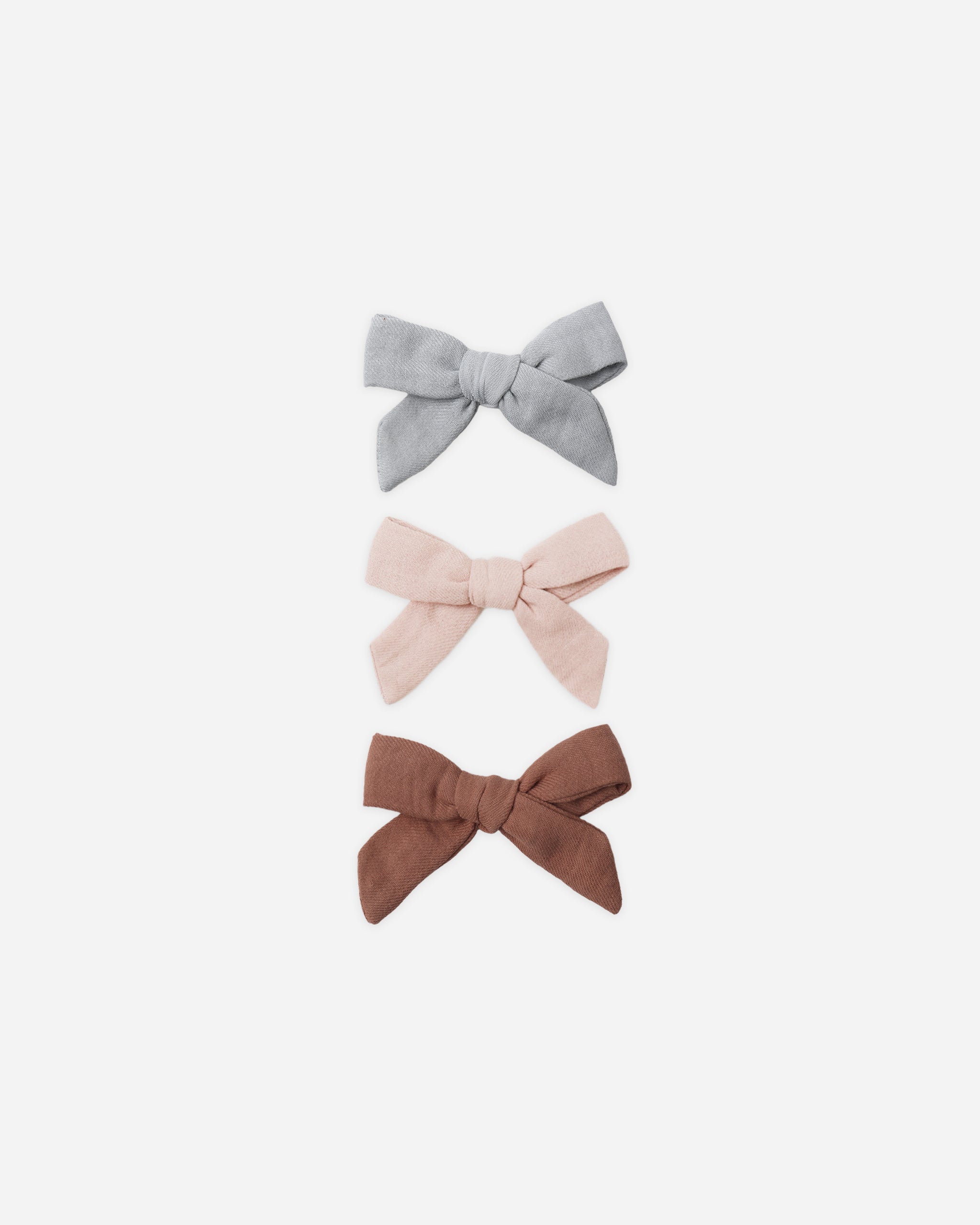 Quincy Mae Bow W. Clip, Set Of 3 - Sky, Blush, Poppy