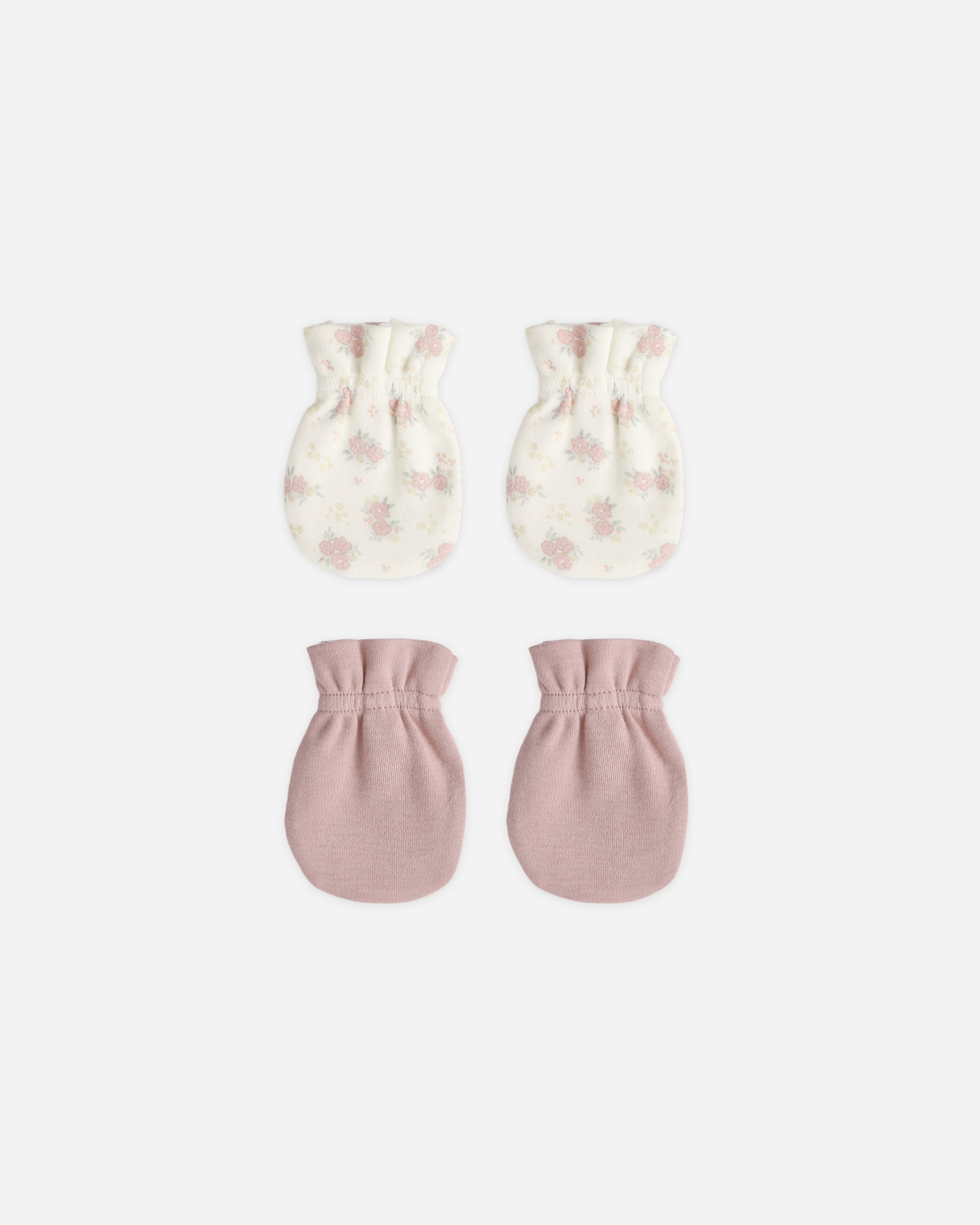 Quincy Mae No Scratch Mittens Set - Mauve, Flower Field