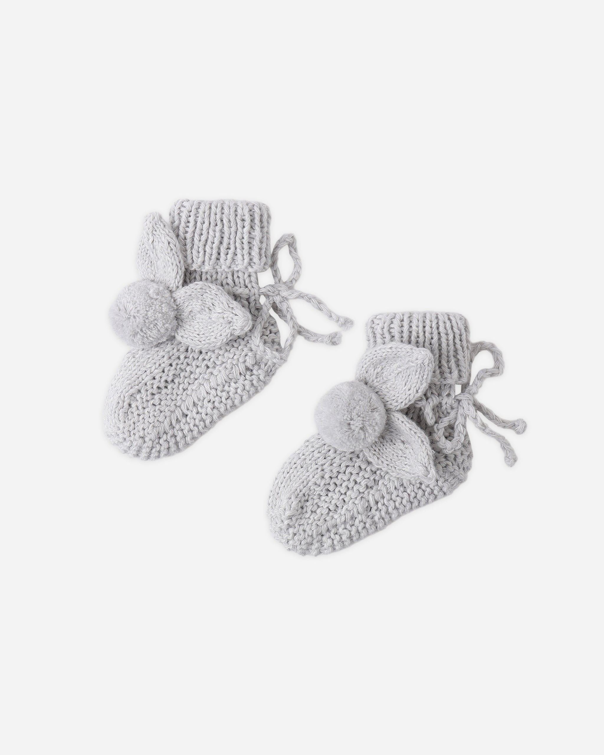 Quincy Mae Bunny Knit Booties - Heathered Sky