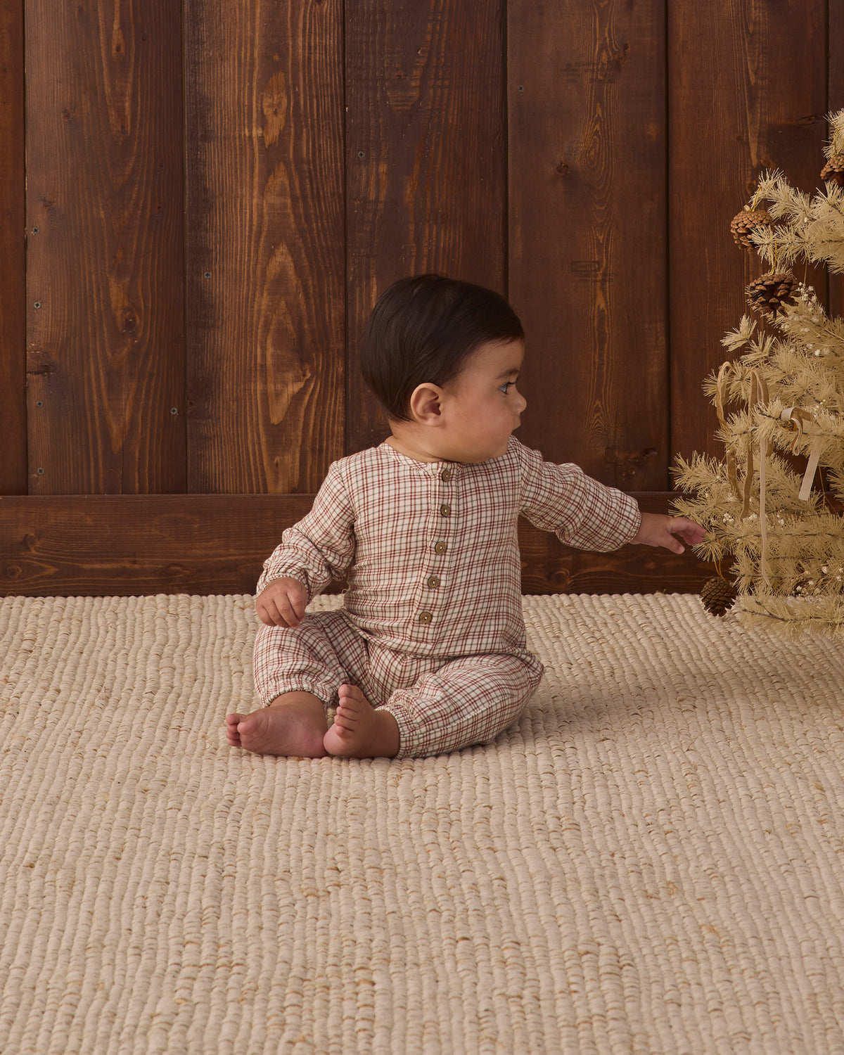 Quincy Mae Woven Jumpsuit - Christmas Plaid