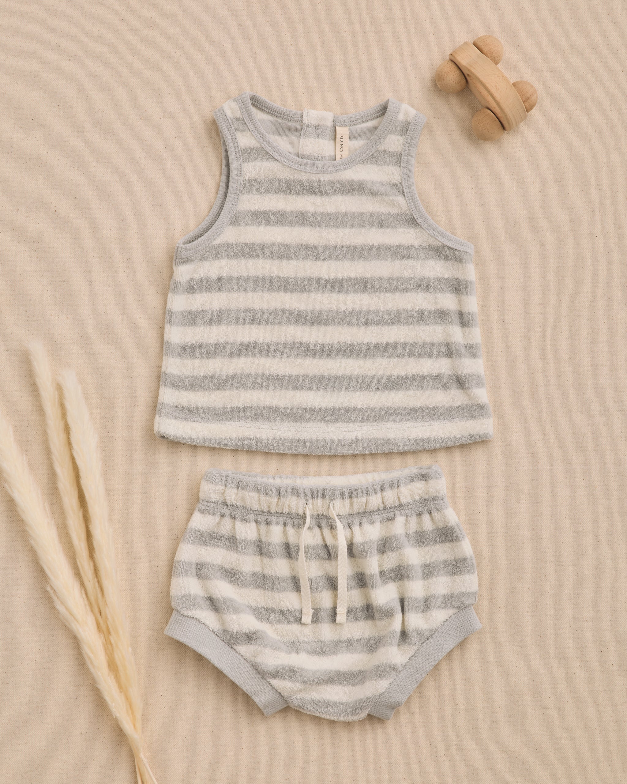 Quincy Mae Terry Tank + Short Set - Sky Stripe
