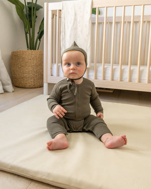Quincy Mae Ribbed Baby Jumpsuit - Forest
