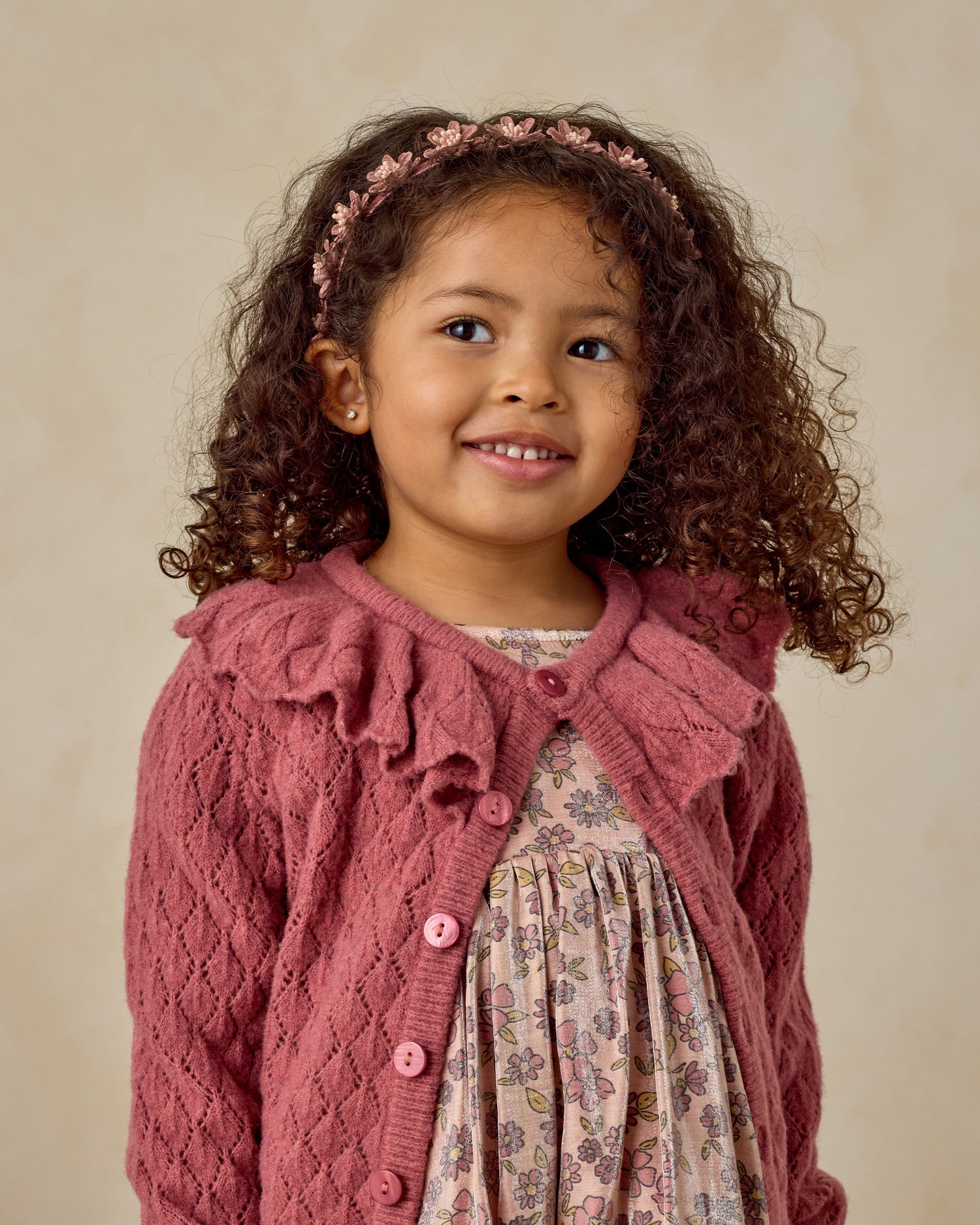 Noralee Ruffle Cardigan - Raspberry