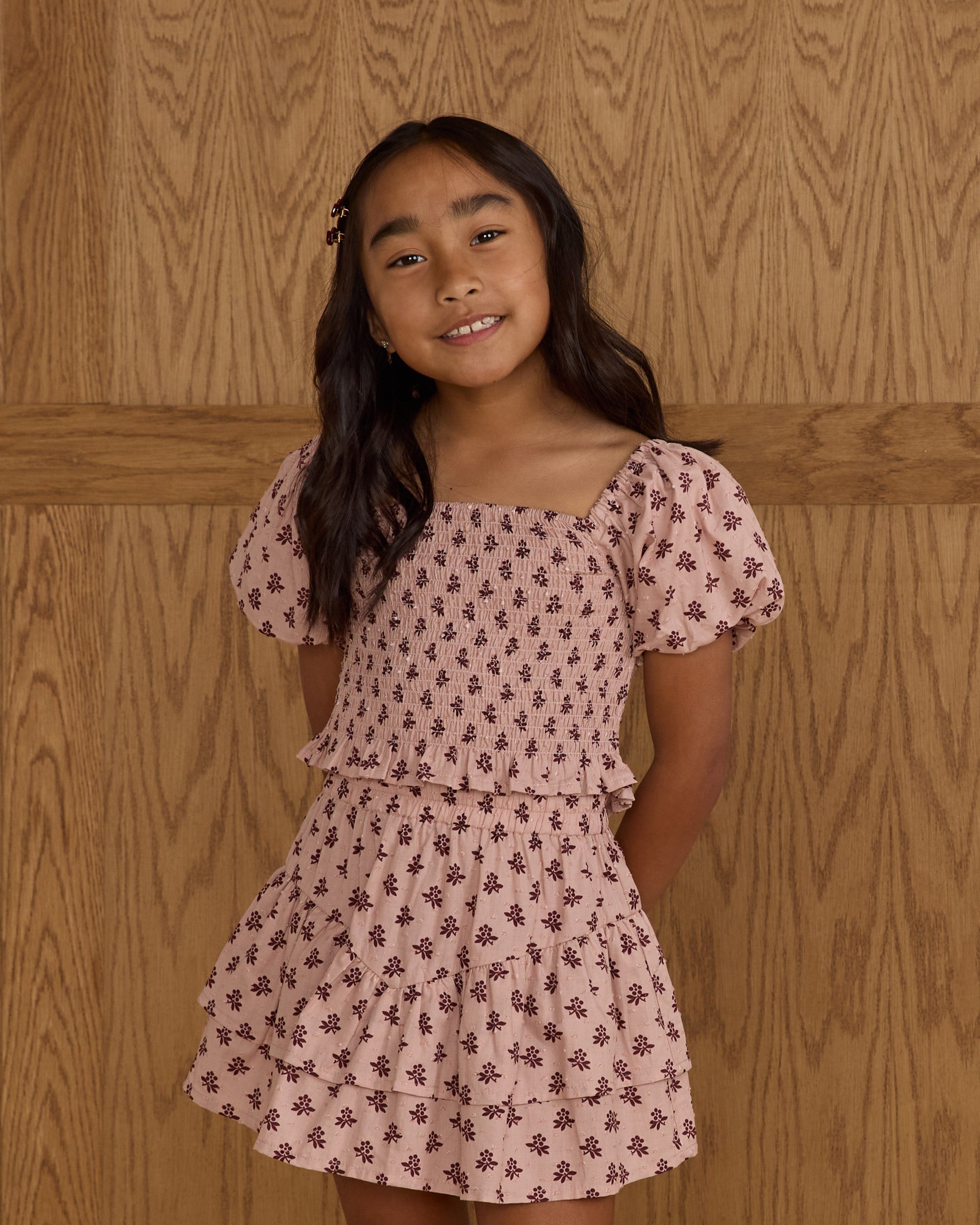 Rylee + Cru Tiered Mini Skirt - Blush Fleur