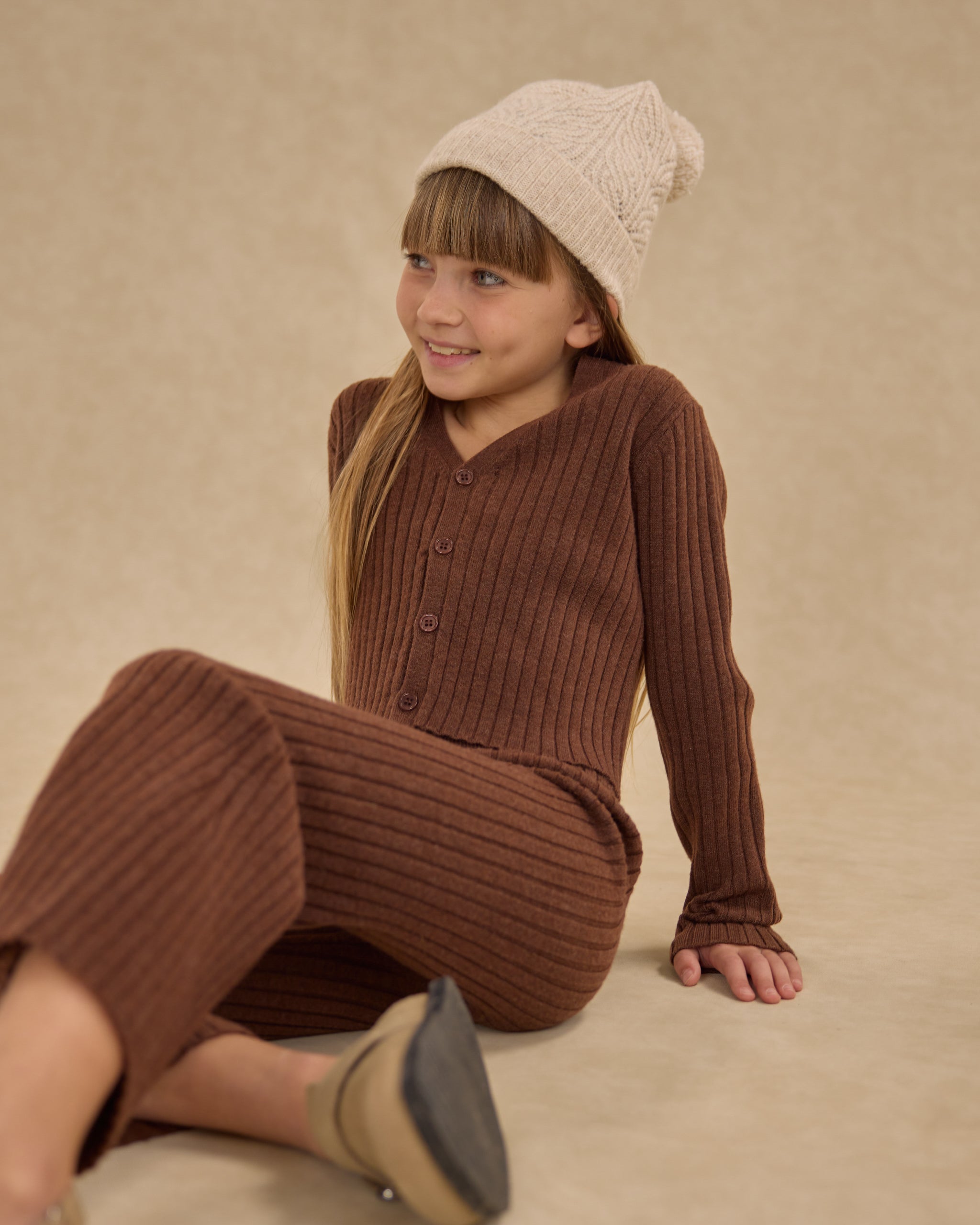 Rylee + Cru Flare Knit Pant - Brown