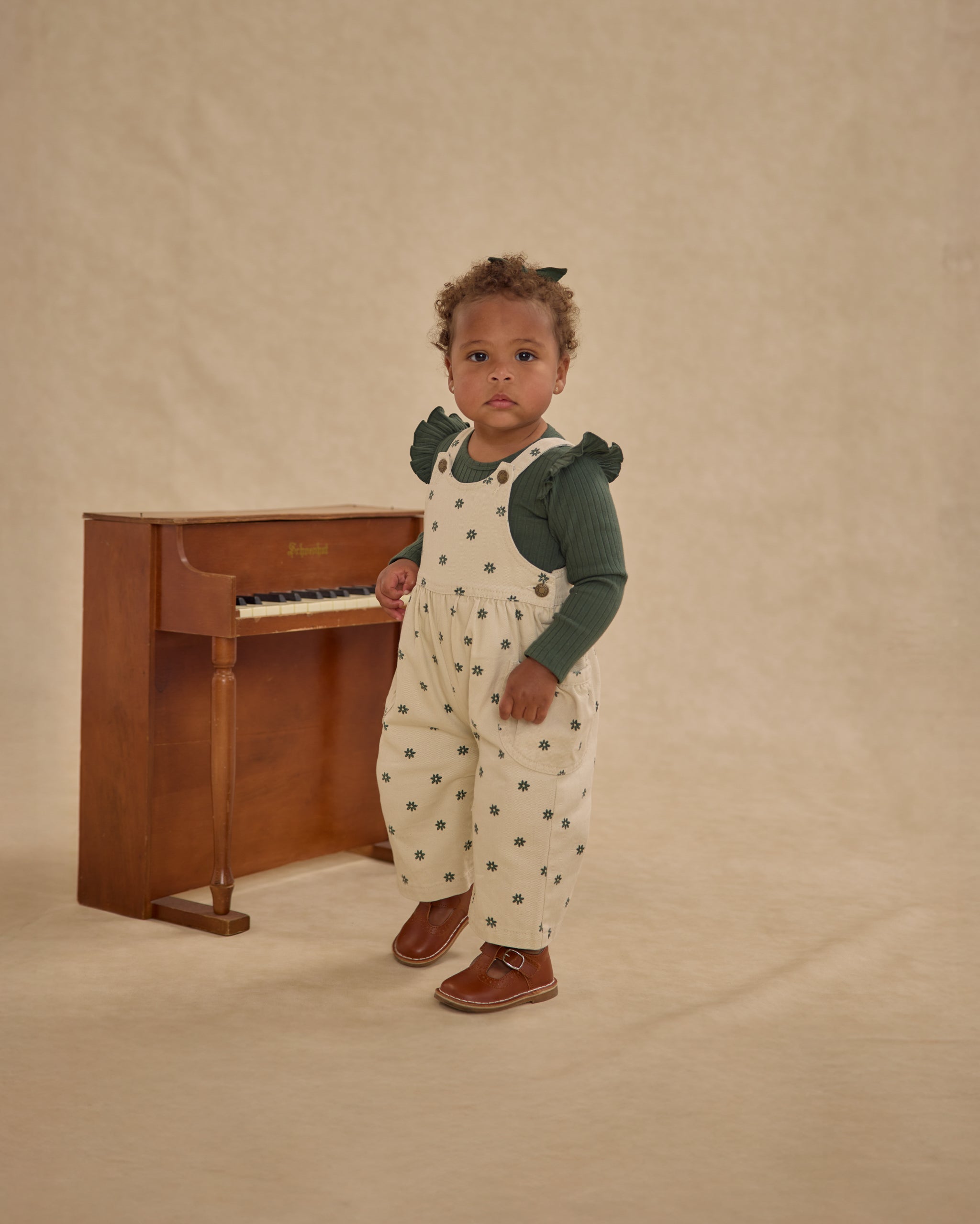 Rylee + Cru Shoulder Ruffle Bodysuit - Green