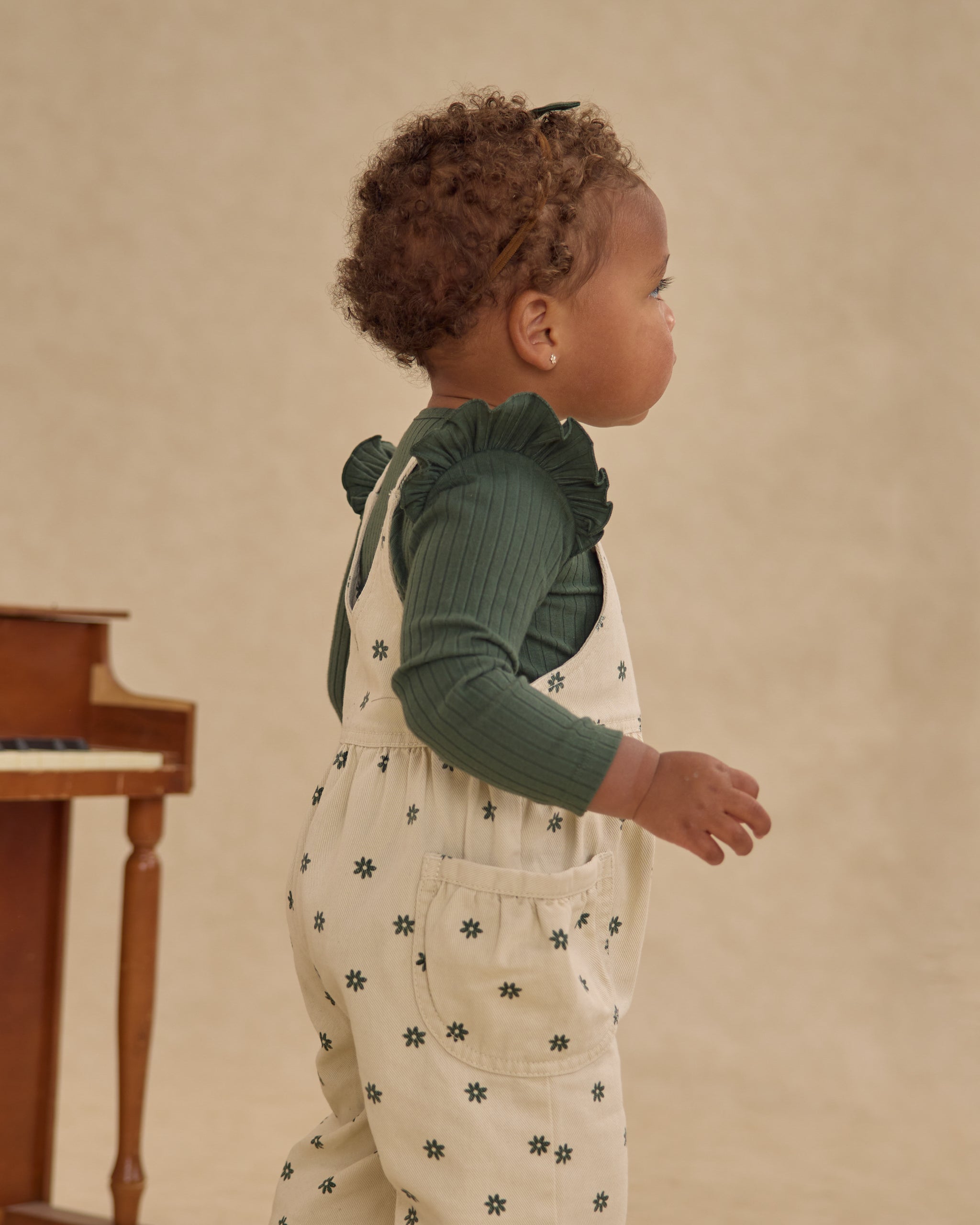Rylee + Cru Shoulder Ruffle Bodysuit - Green