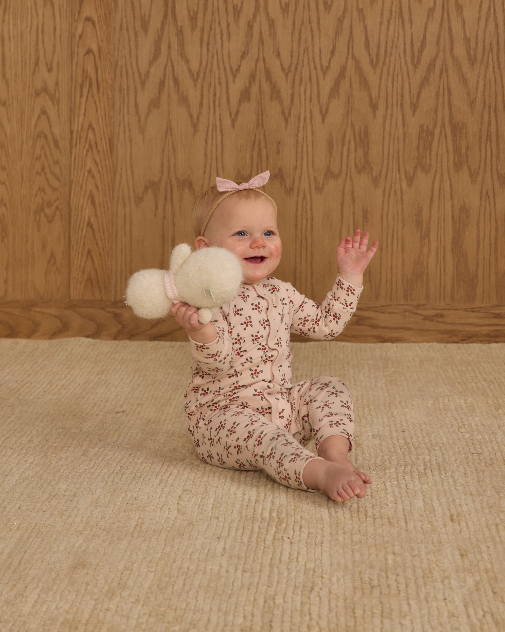 Rylee + Cru Organic Long John Pajamas - Holly Berry