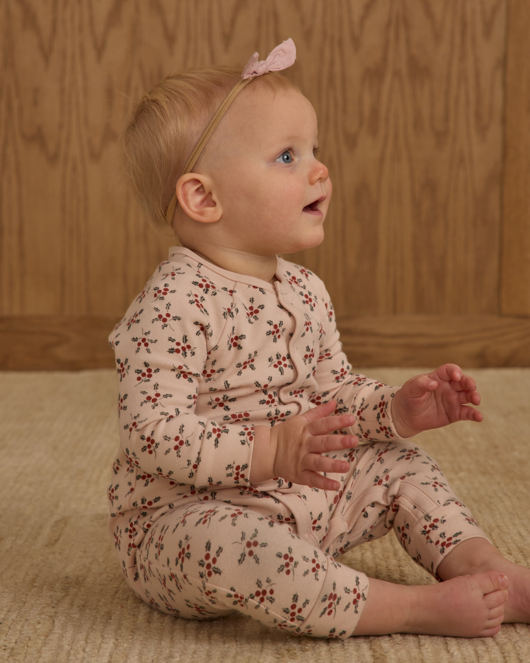 Rylee + Cru Organic Long John Pajamas - Holly Berry