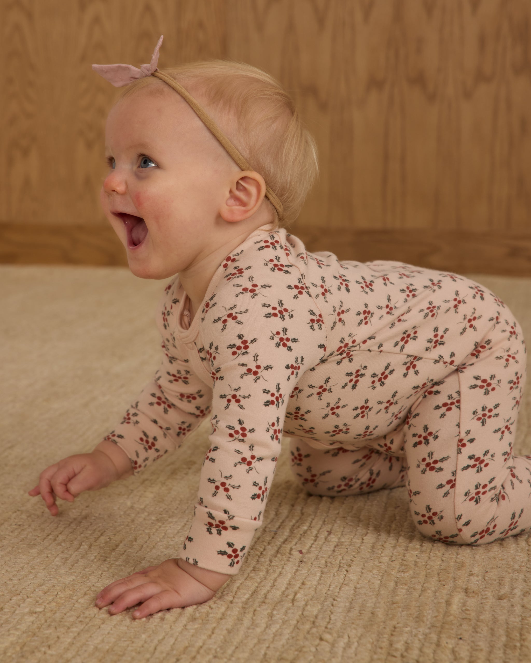 Rylee + Cru Organic Long John Pajamas - Holly Berry