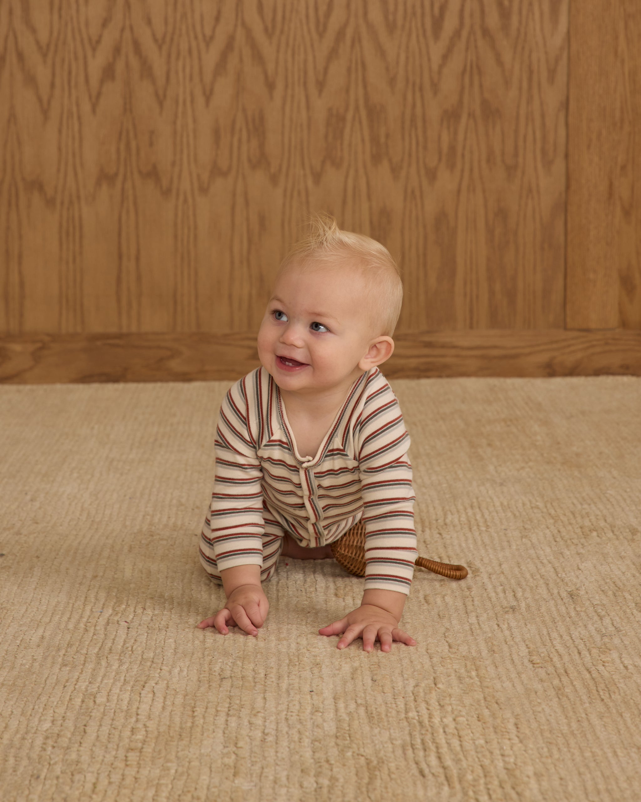 Rylee + Cru Organic Long John Pajamas - Holiday Stripe
