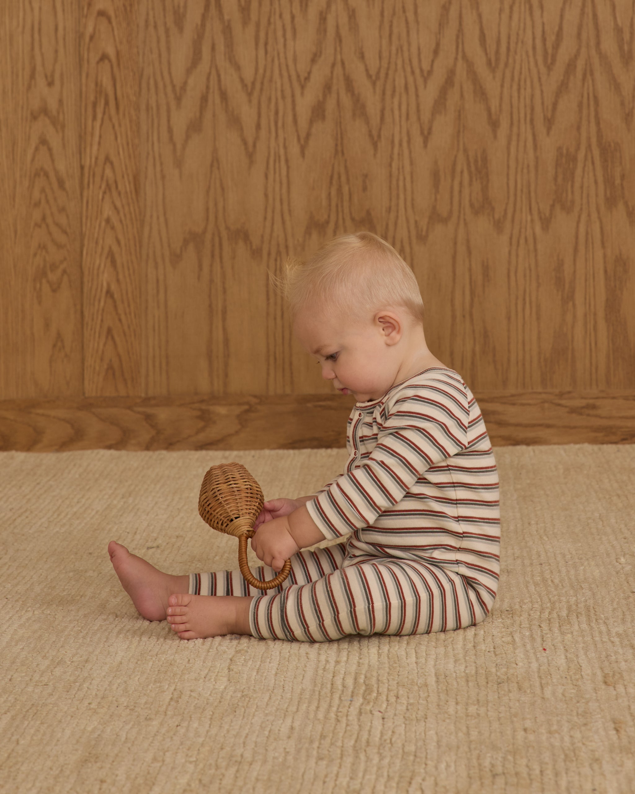 Rylee + Cru Organic Long John Pajamas - Holiday Stripe