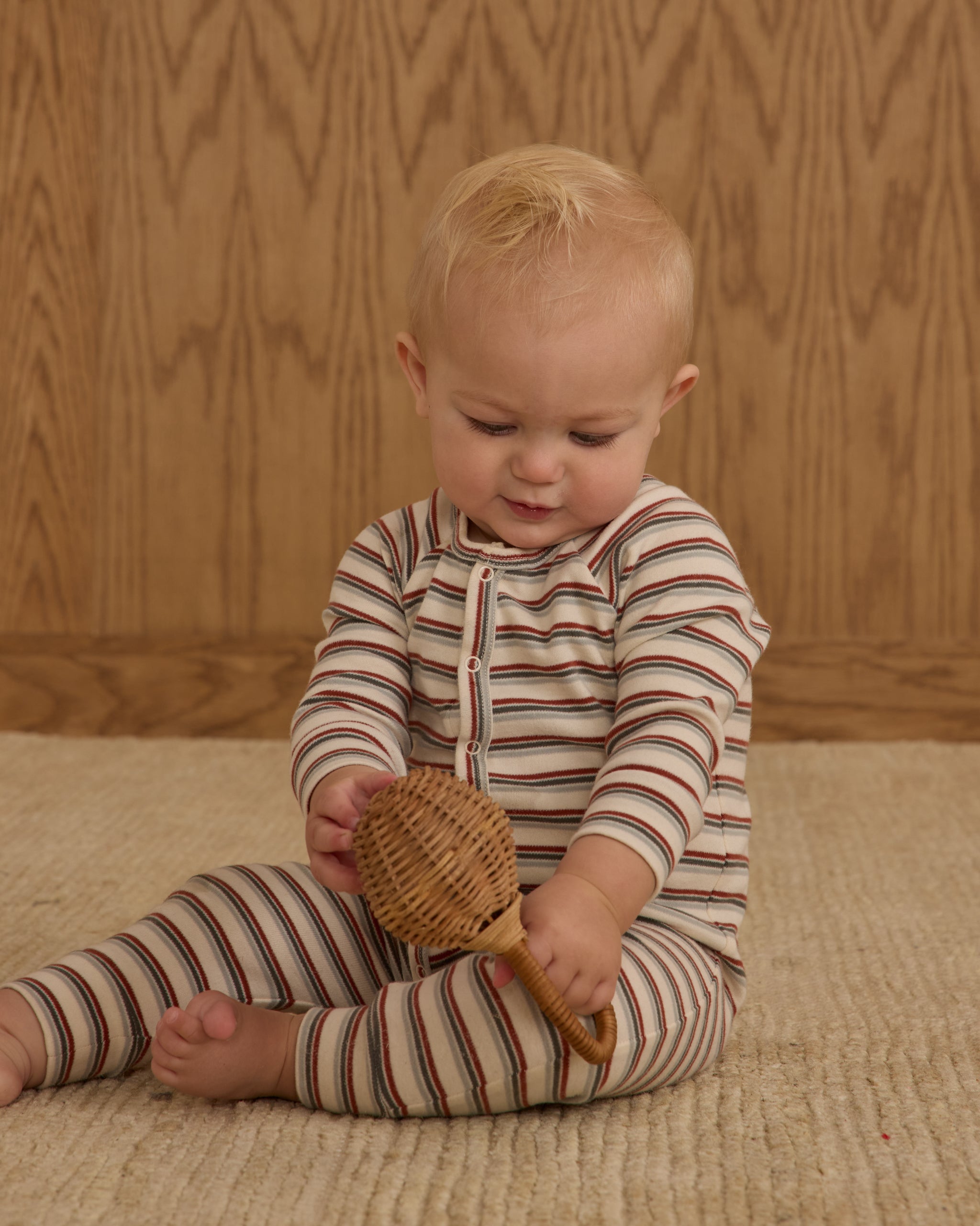 Rylee + Cru Organic Long John Pajamas - Holiday Stripe