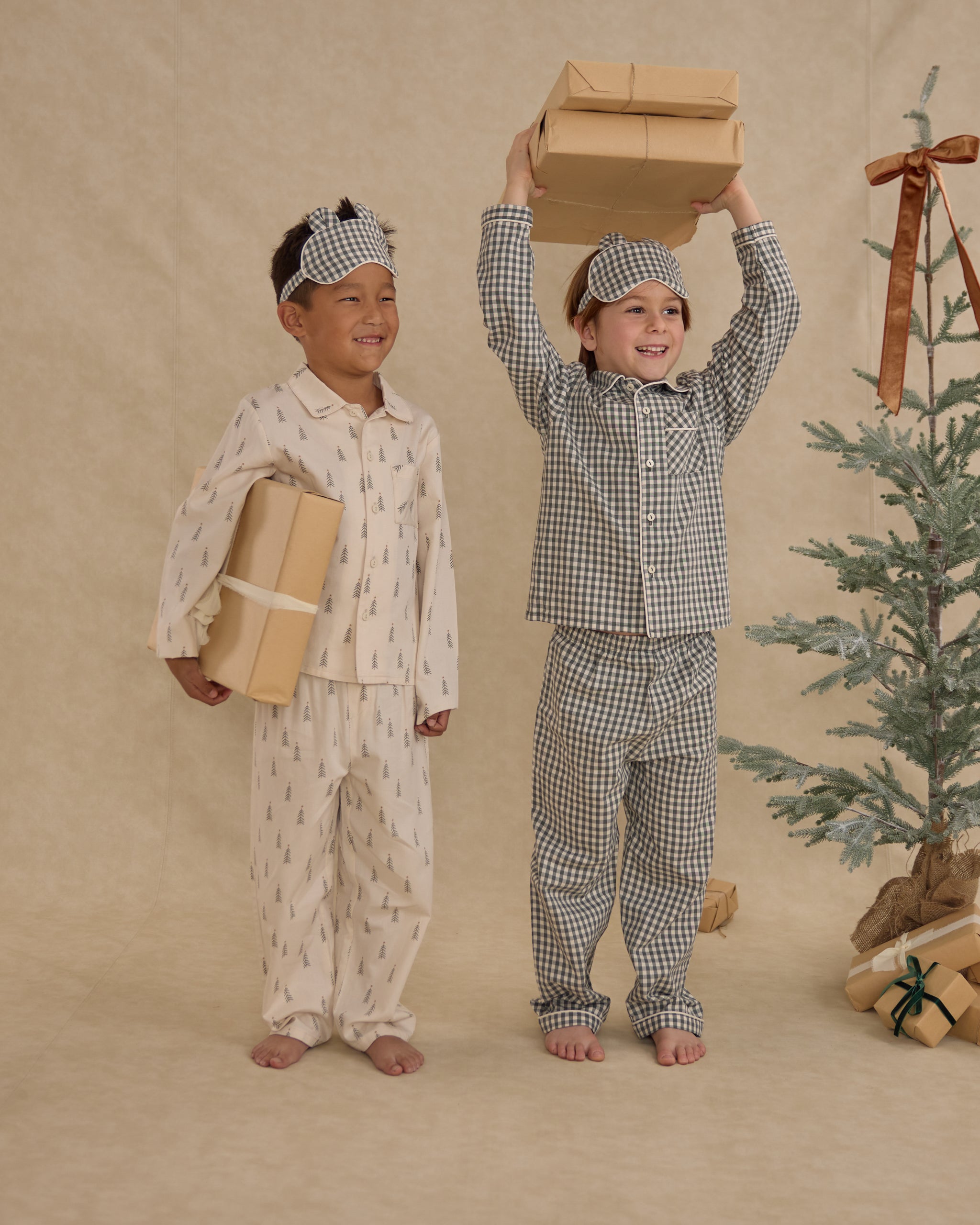 Rylee + Cru Long Sleeve Pajamas - Evergreen Gingham