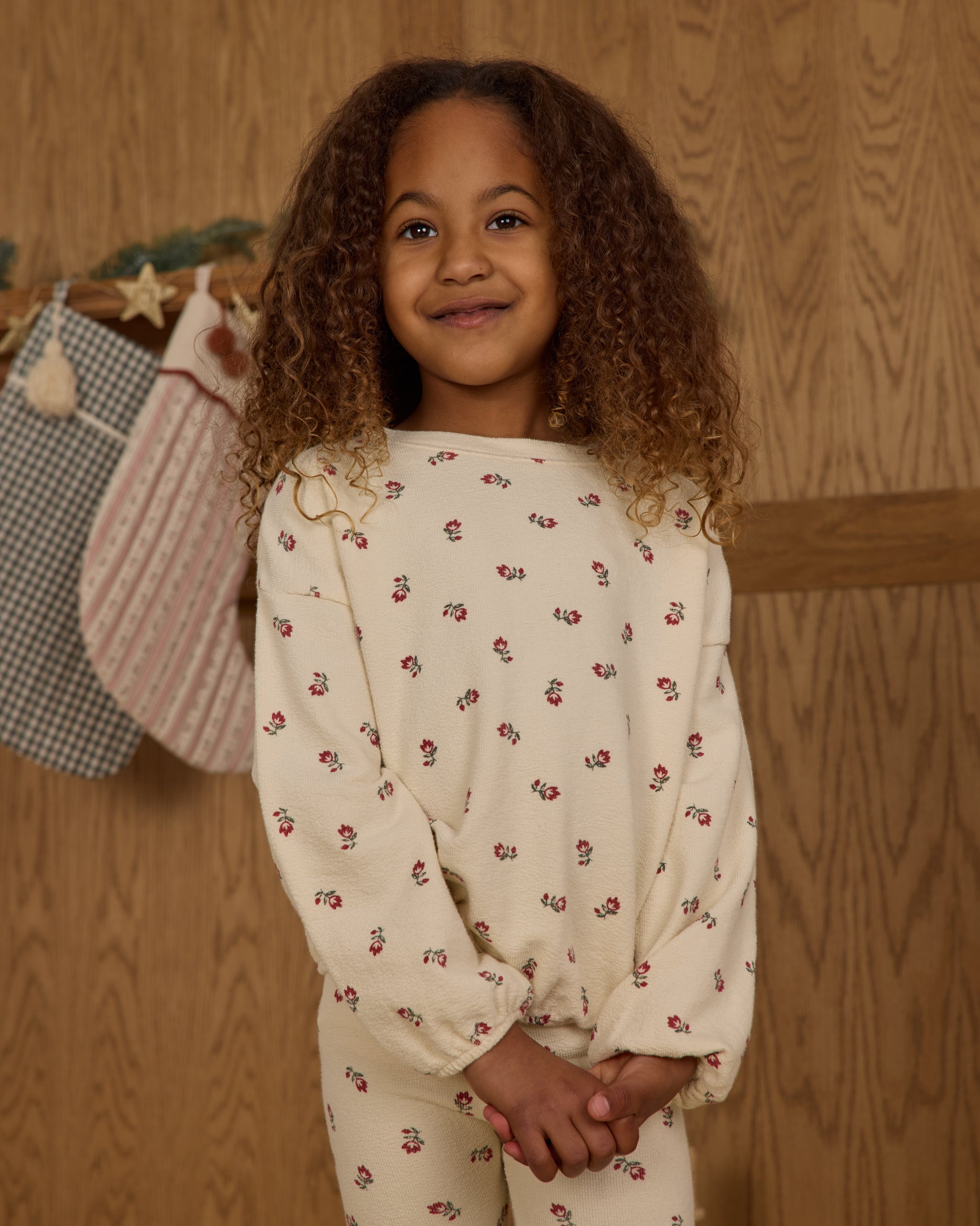 Rylee + Cru Spongey Knit Set - Ruby Ditsy