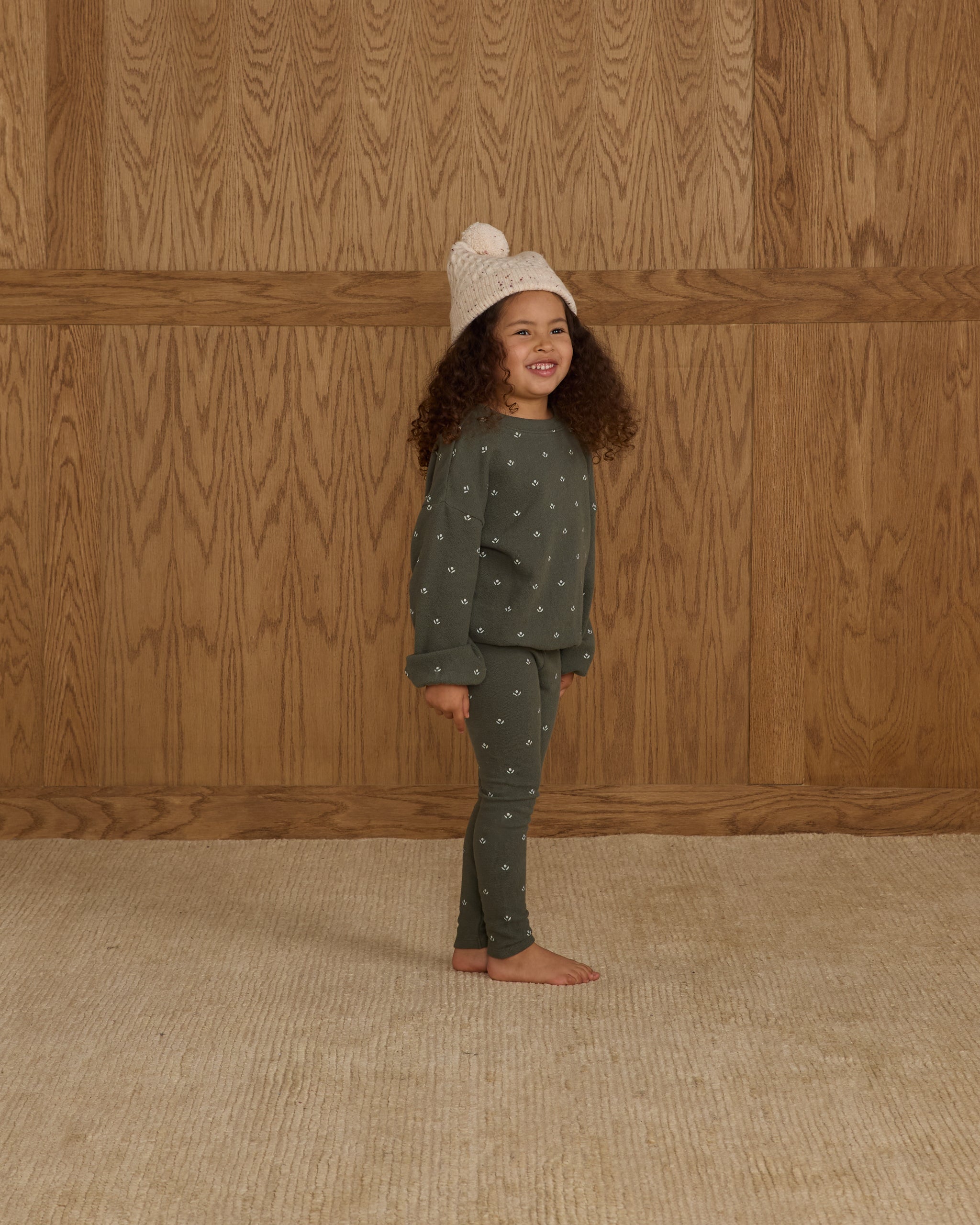 Rylee + Cru Spongey Knit Set - Evergreen Ditsy