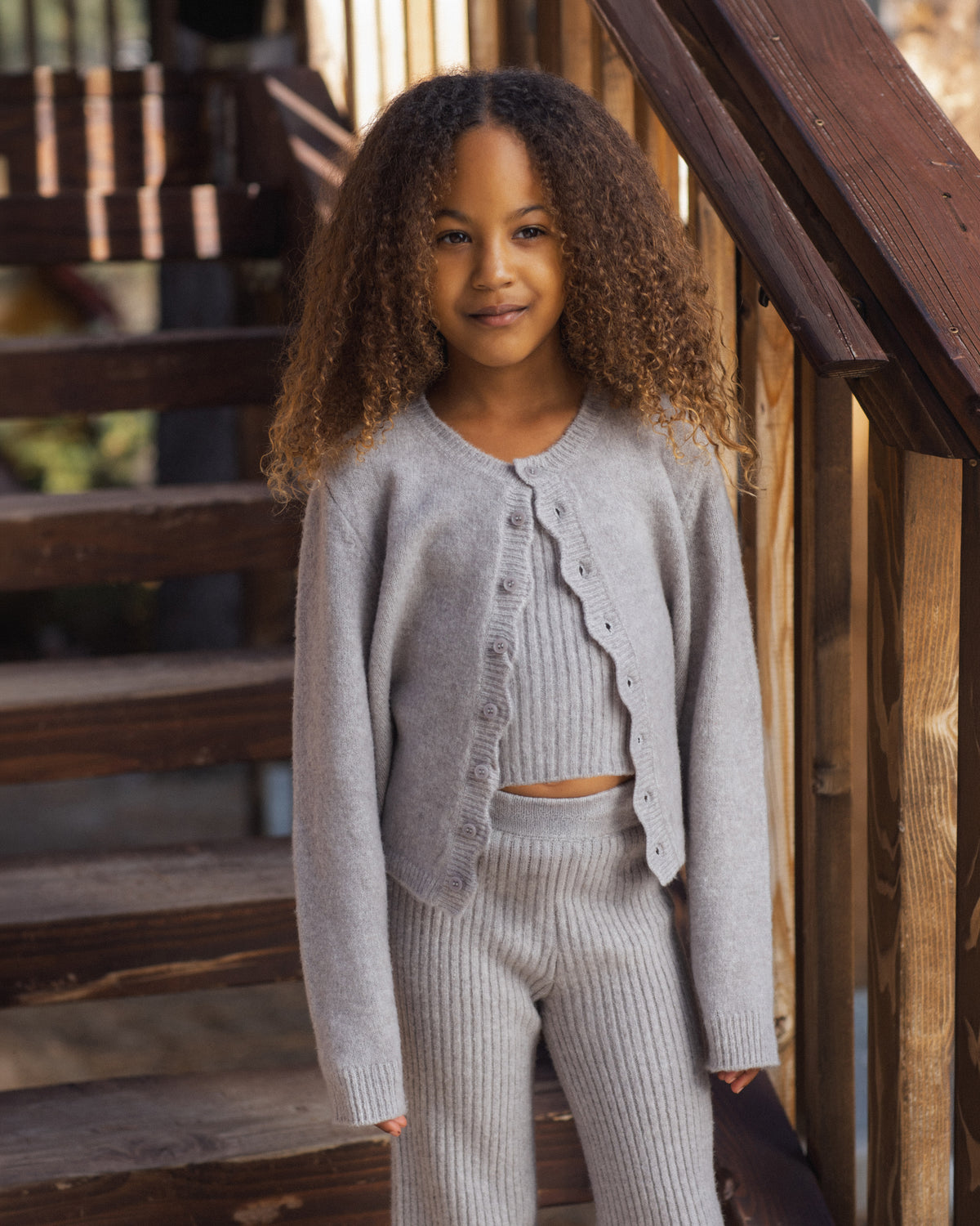 Rylee + Cru Fuzzy Knit Lounge Set - Dusty Blue