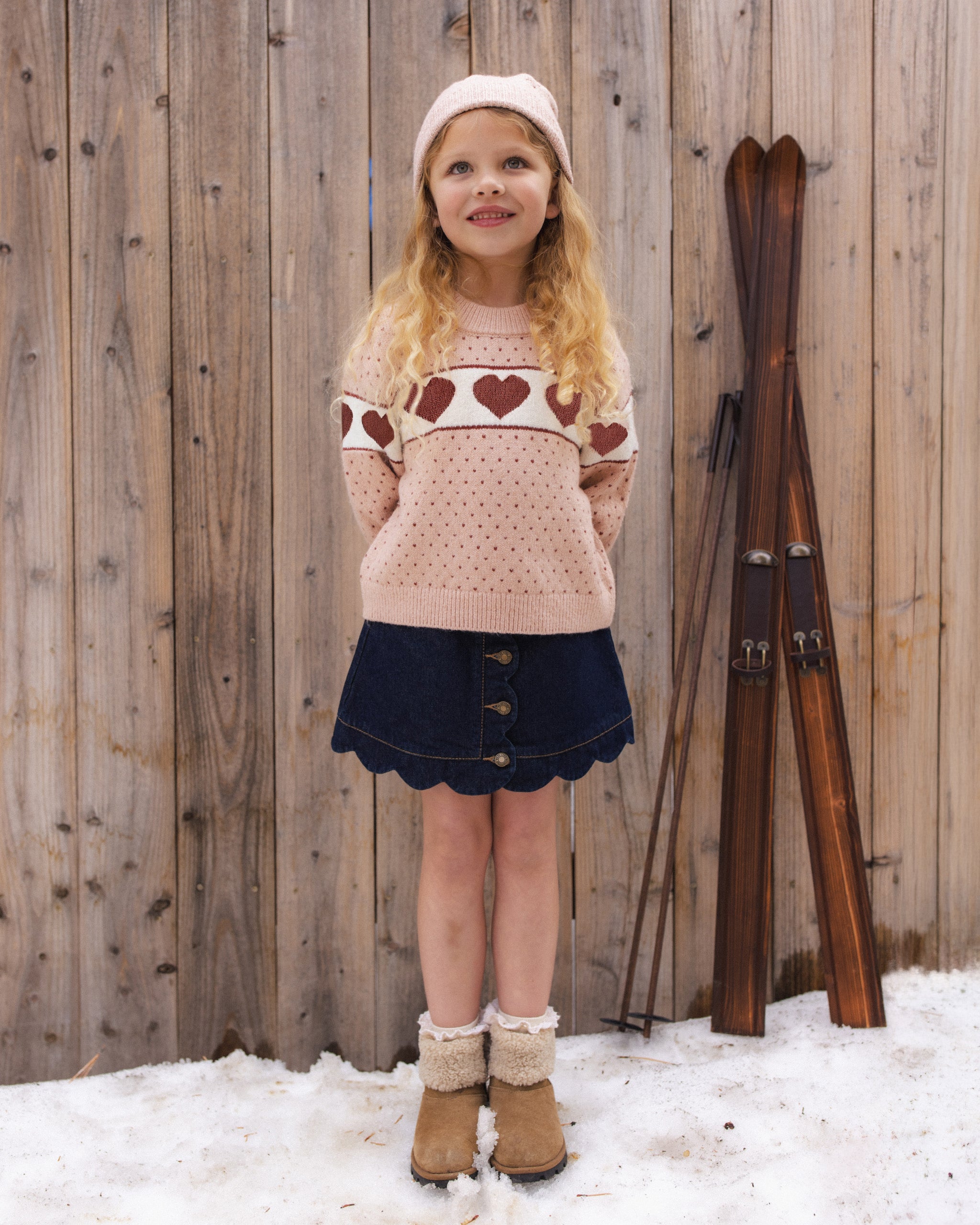Rylee + Cru Scallop Mini Skirt - Dark Indigo
