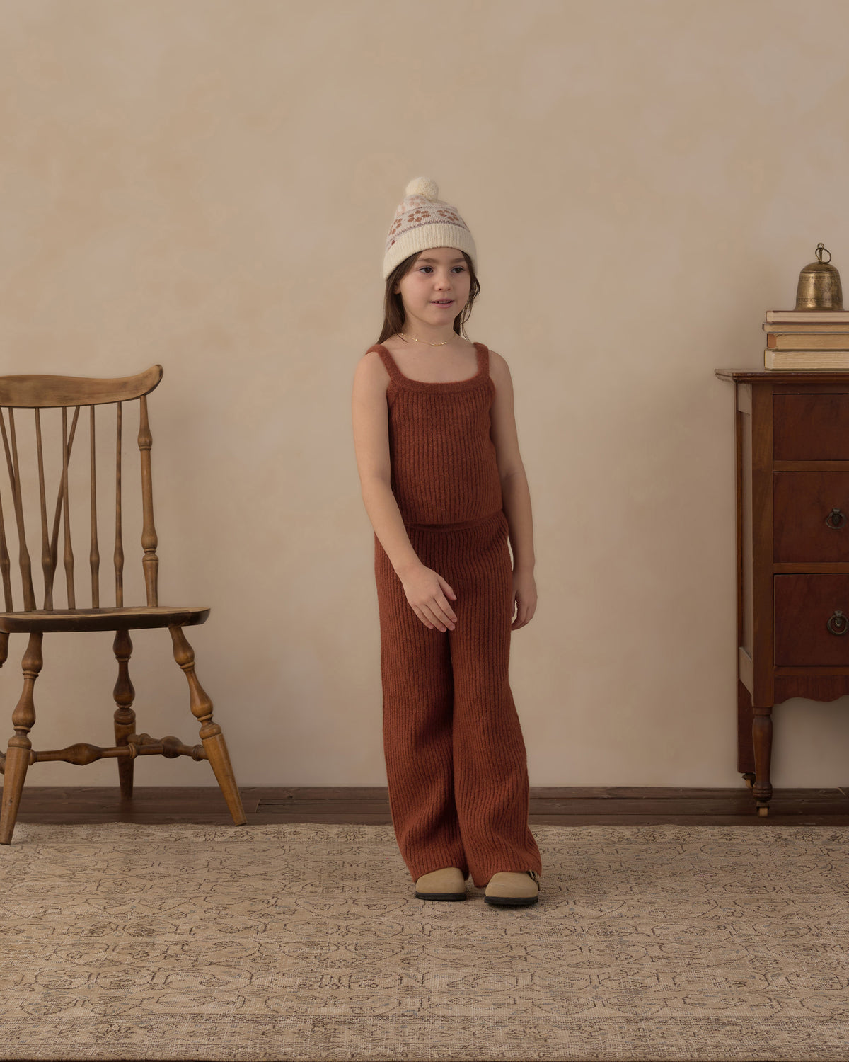 Rylee + Cru Fuzzy Knit Lounge Set - Brick