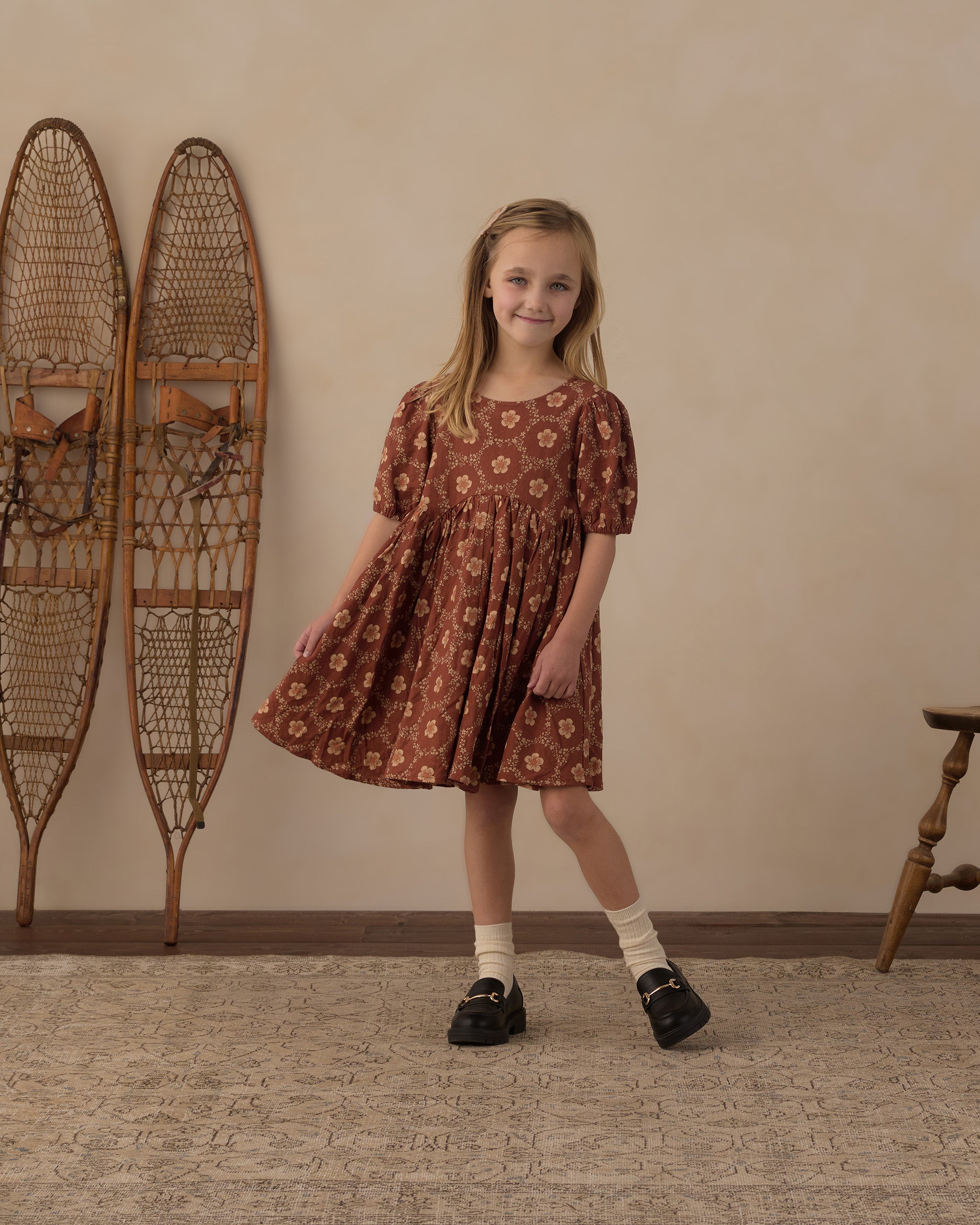 Rylee + Cru Rose Dress - Brick Daisies