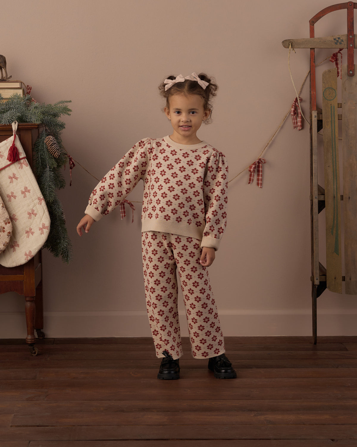 Rylee + Cru Jacquard Knit Set - Poinsettia