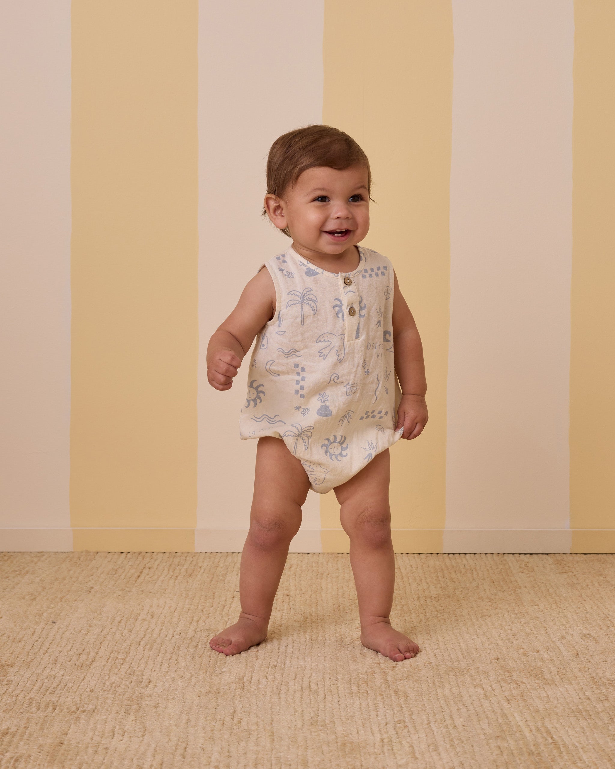 Rylee + Cru Beau Romper - Meditteranean