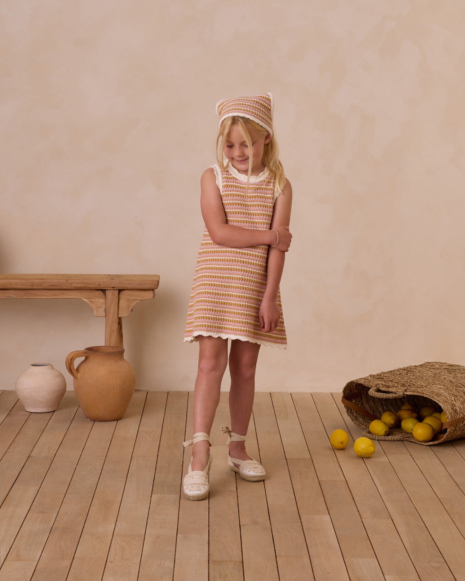 Rylee + Cru Crochet Tank Mini Dress - Pink Stripe