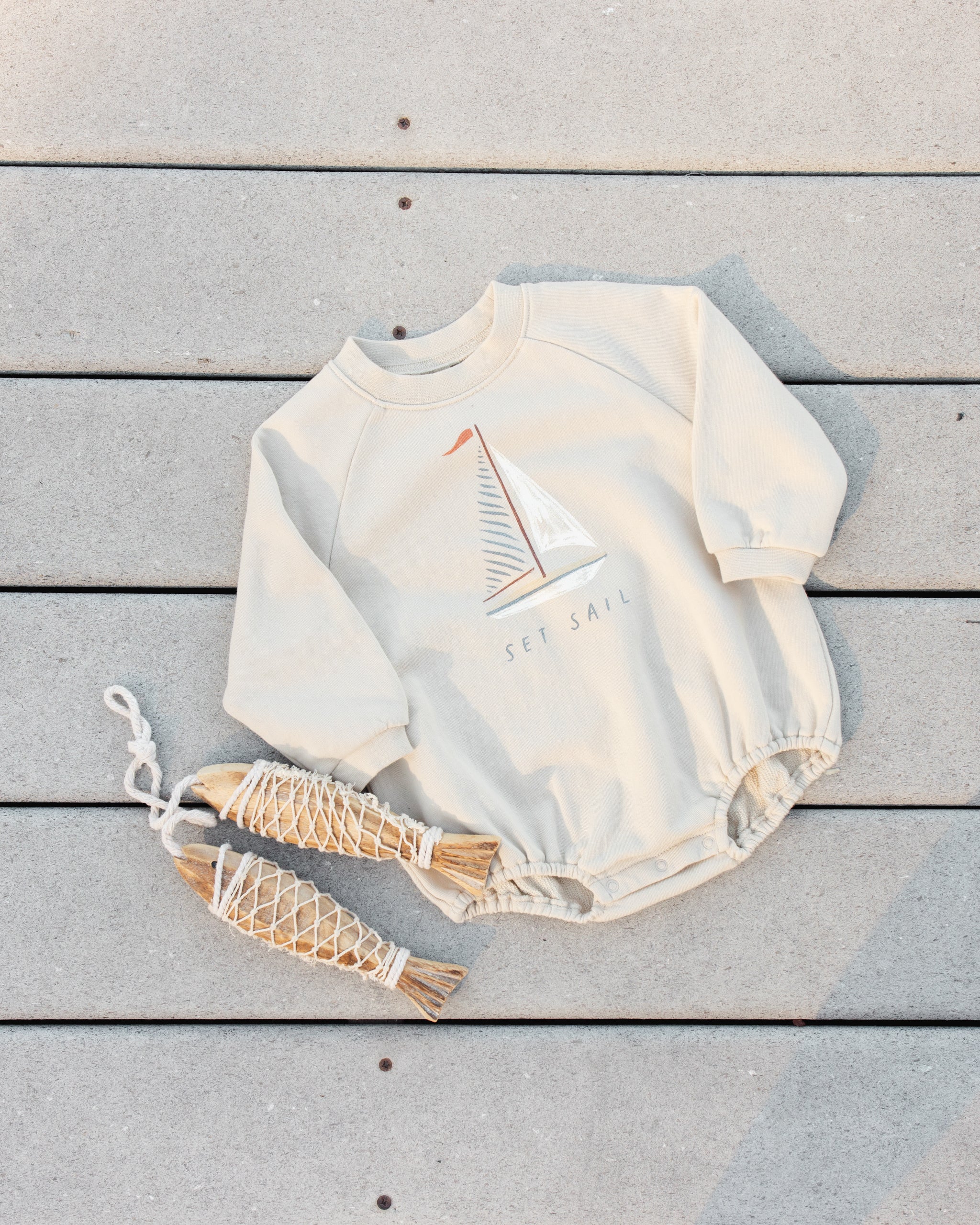 Rylee + Cru Crewneck Romper - Set Sail