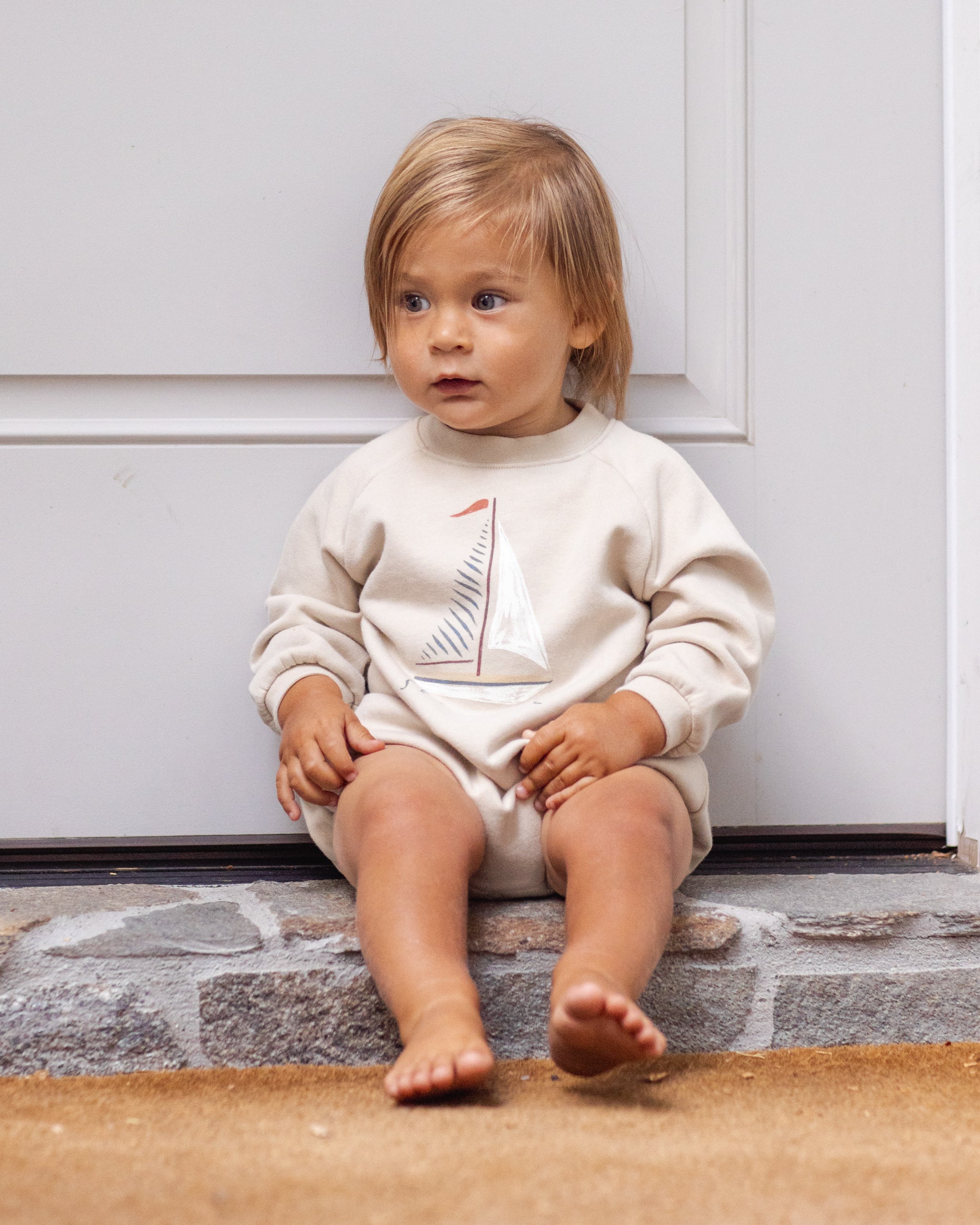 Rylee + Cru Crewneck Romper - Set Sail