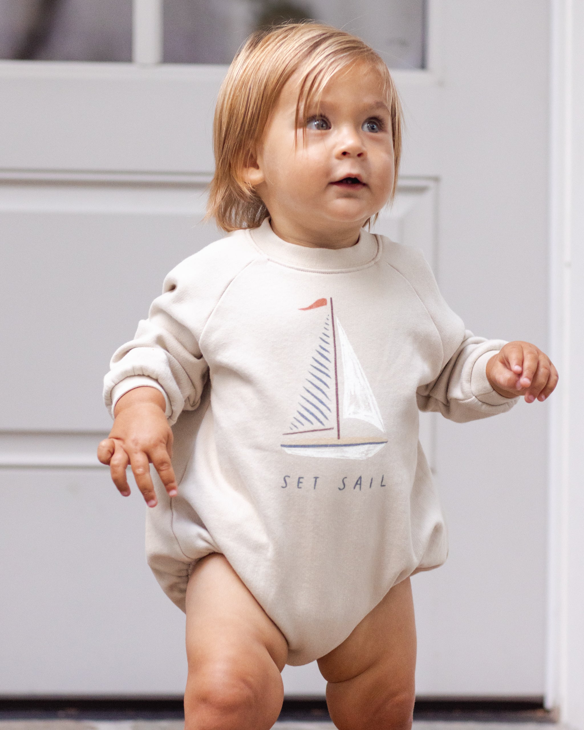 Rylee + Cru Crewneck Romper - Set Sail