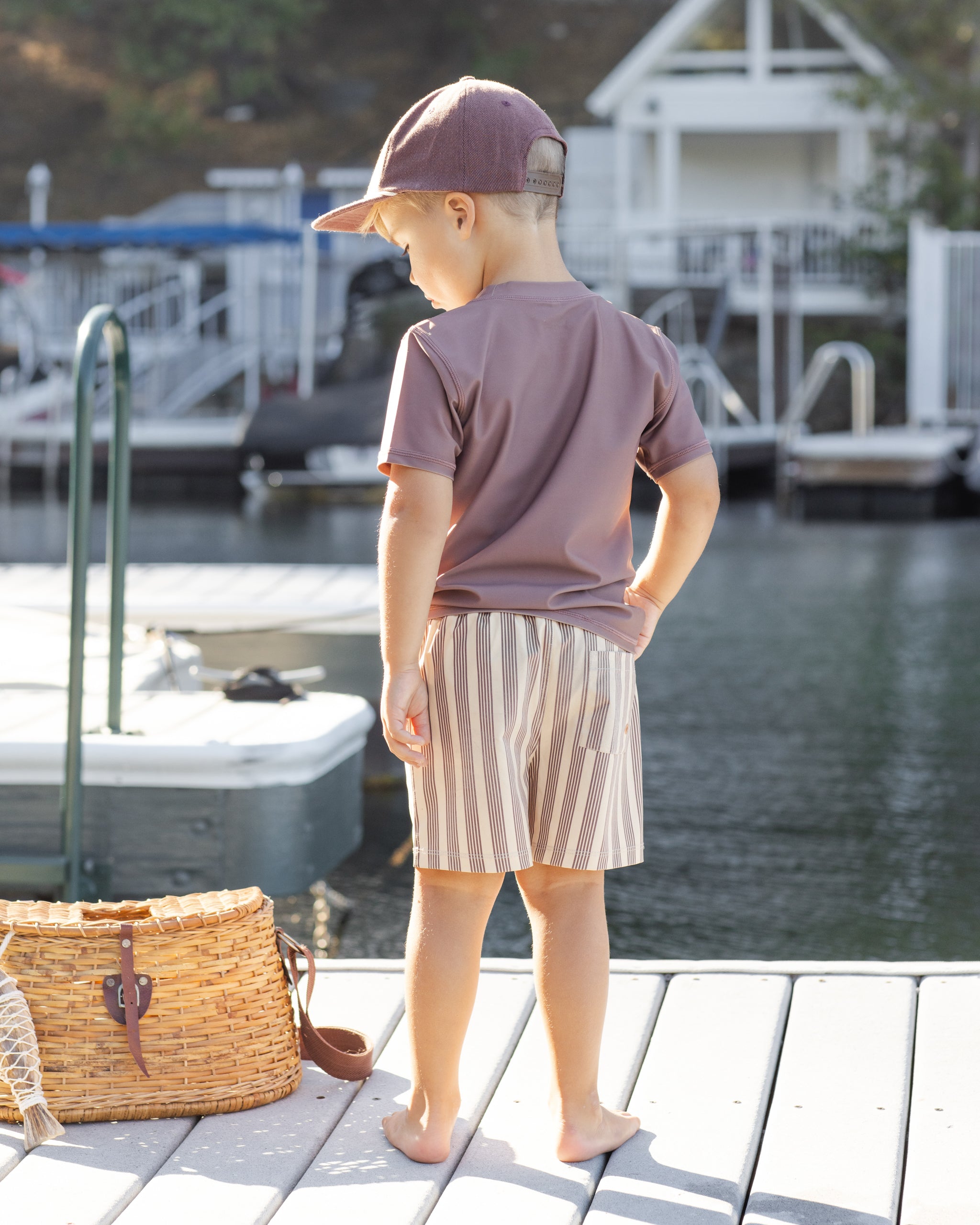Rylee + Cru Boardshort - Brown Butterscotch Stripe