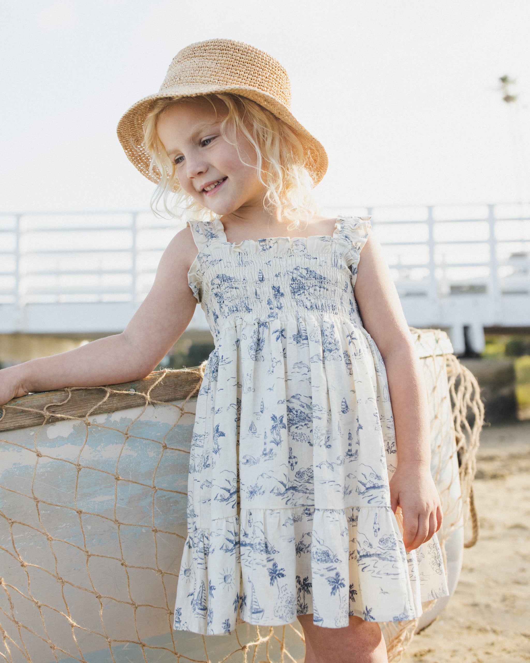 Rylee + Cru Sutton Dress - Ocean Toile