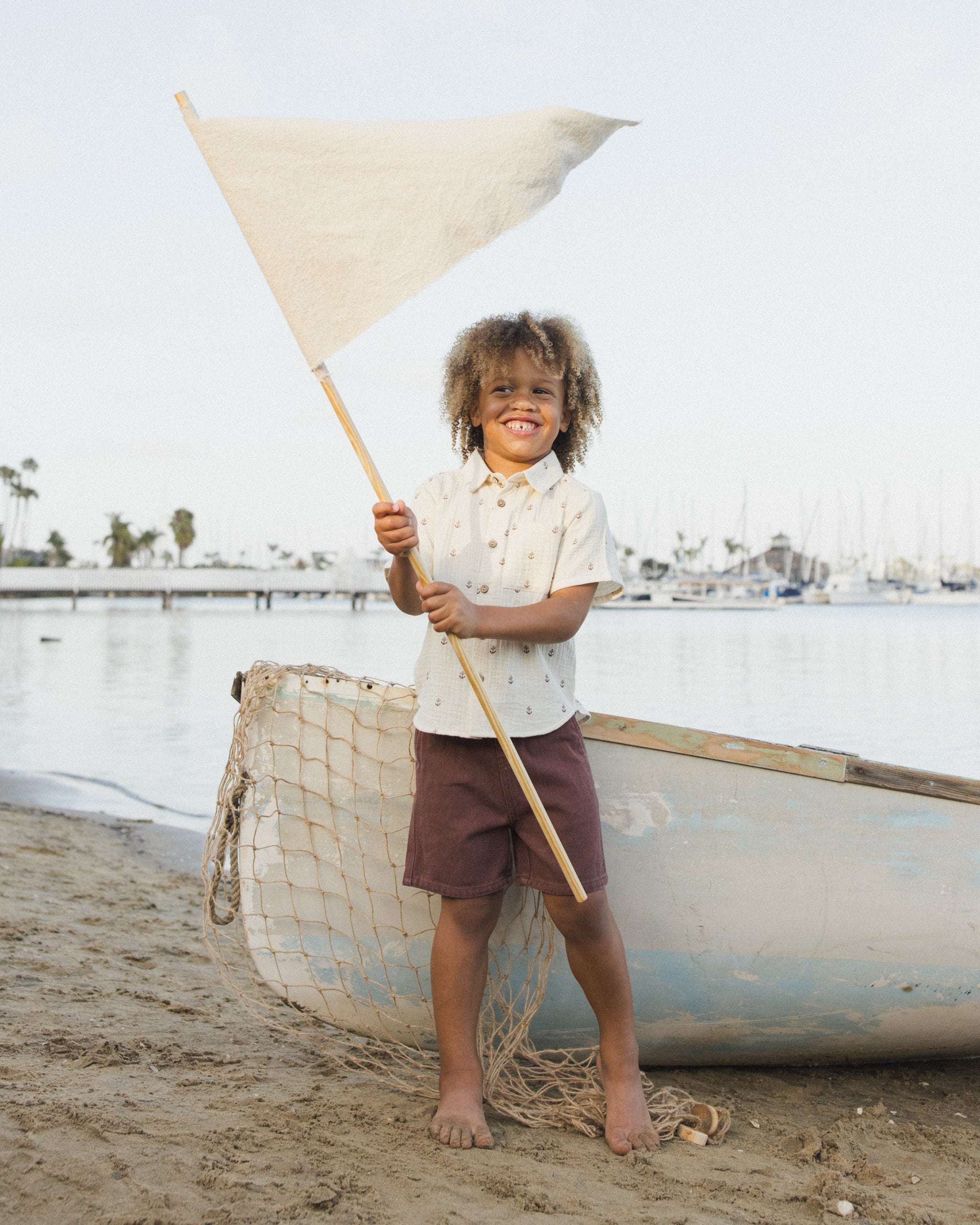 Rylee + Cru Collared Short Sleeve Shirt - Anchors