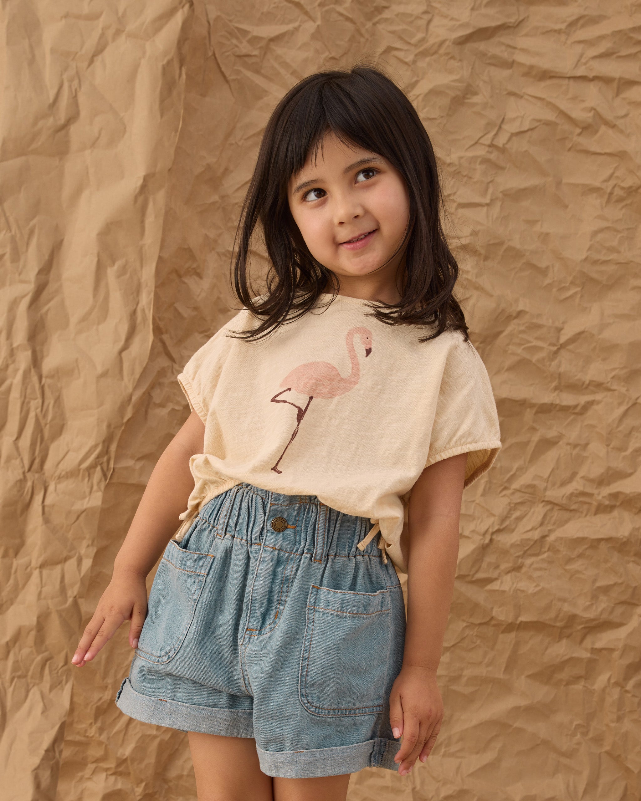 Rylee + Cru Cropped Cinch Tee - Flamingo
