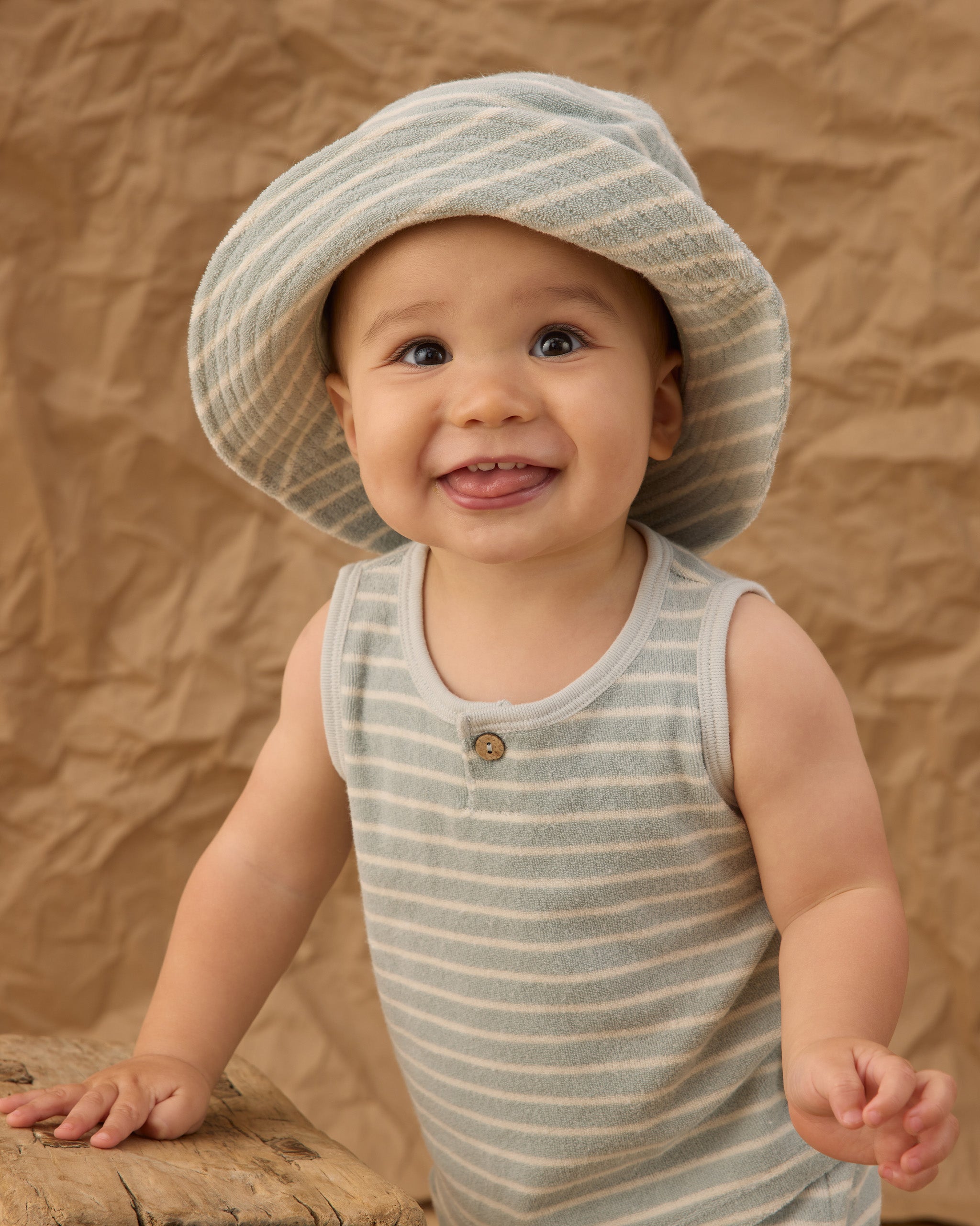 Rylee + Cru Baby Tank Set - Seafoam Terry Stripe