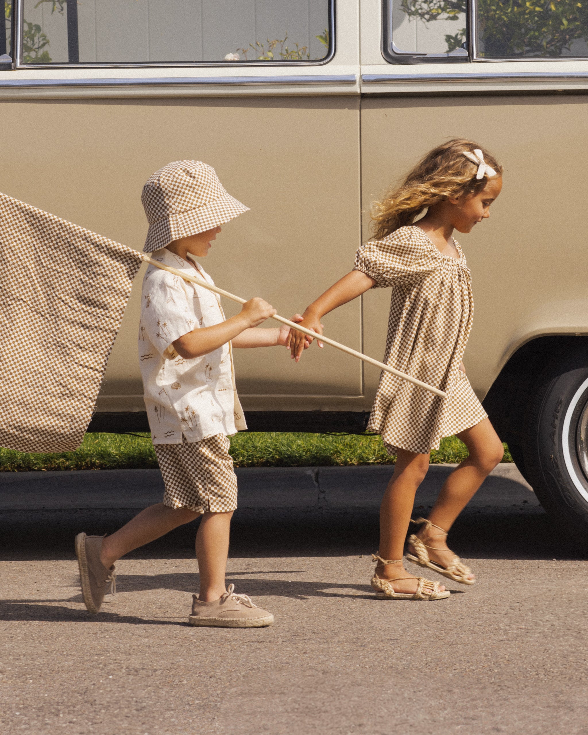 Rylee + Cru Bucket Hat - Ocre Check