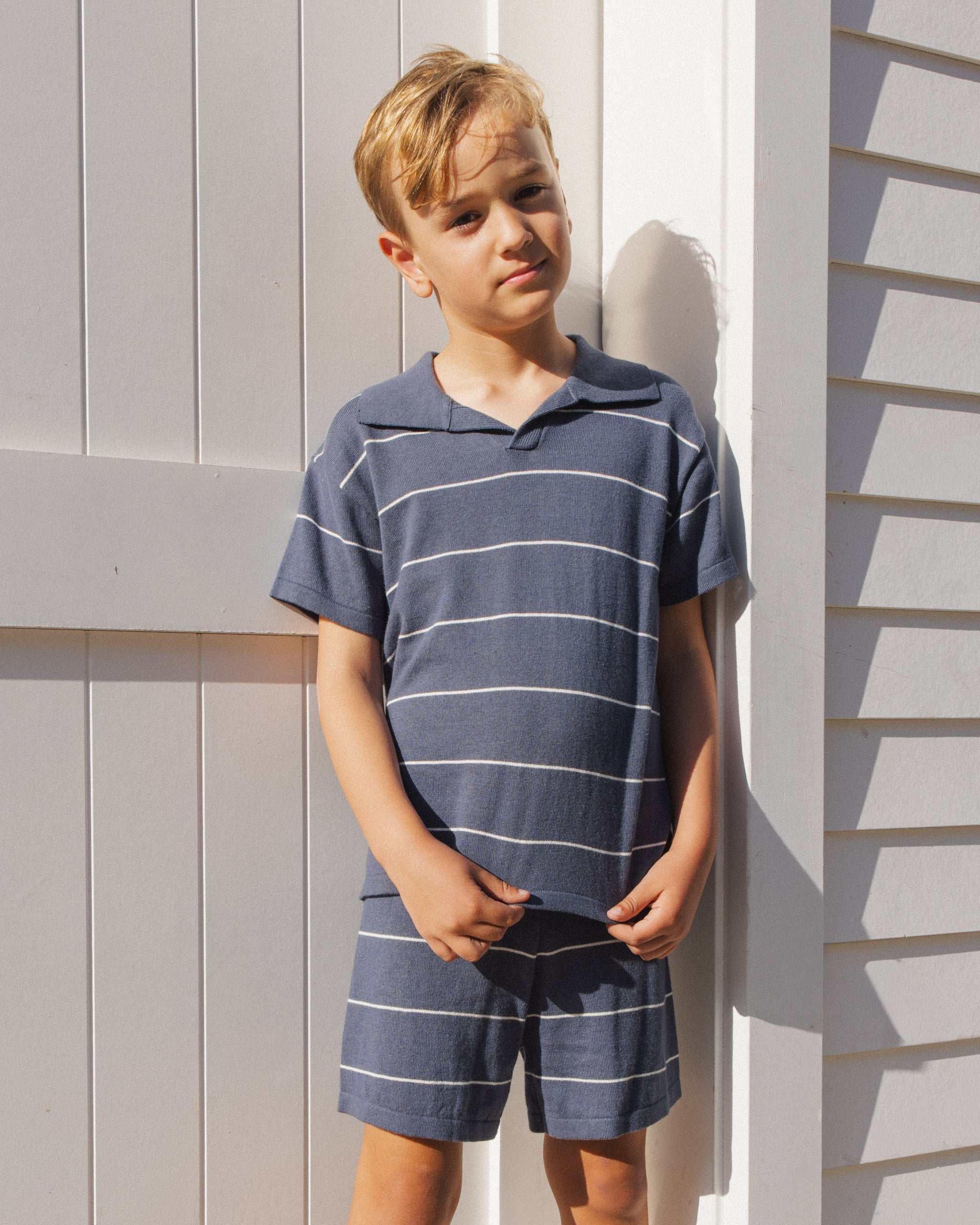 Rylee + Cru Chandler Knit Polo - Navy Stripe