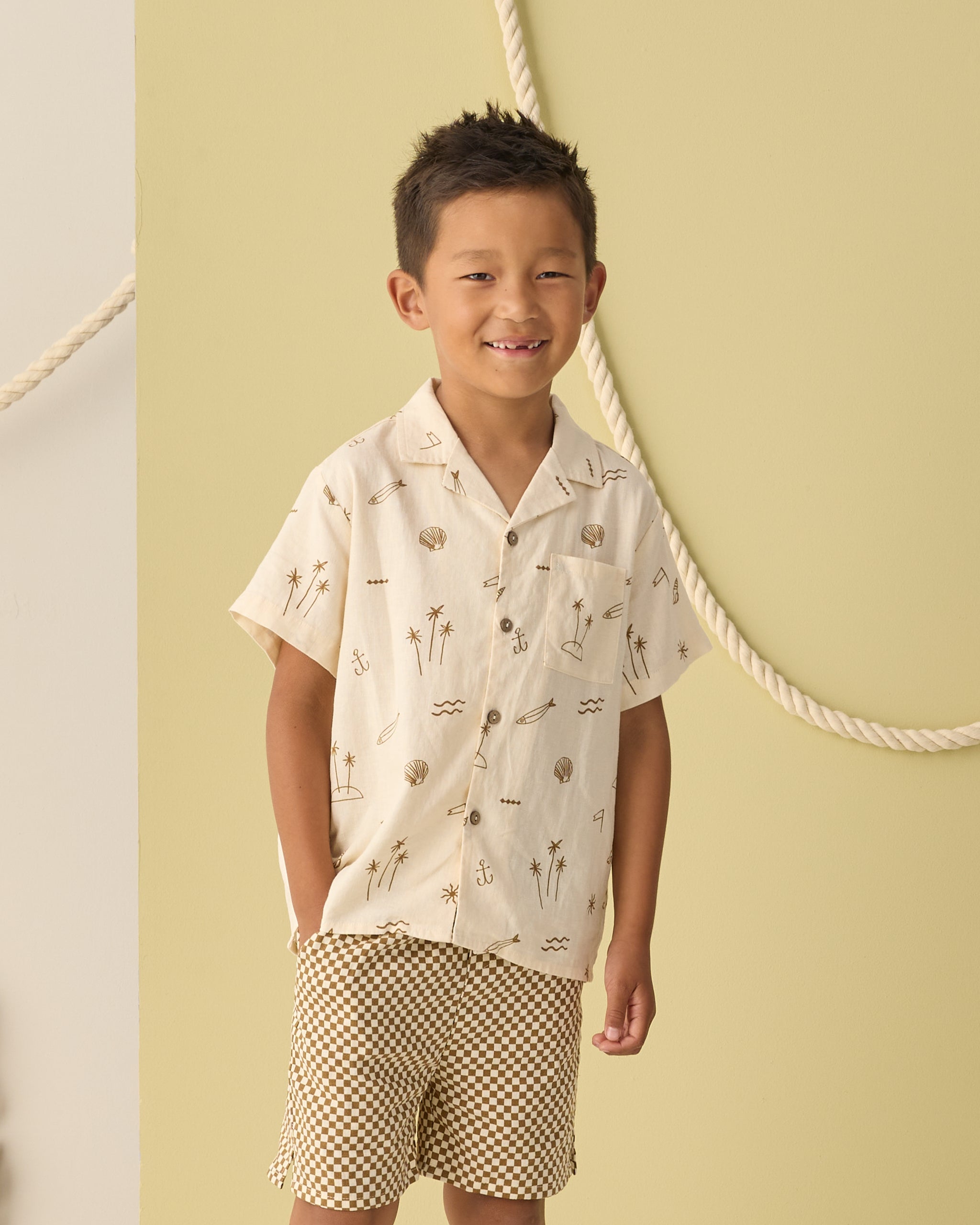 Rylee + Cru Boardshort - Ocre Check