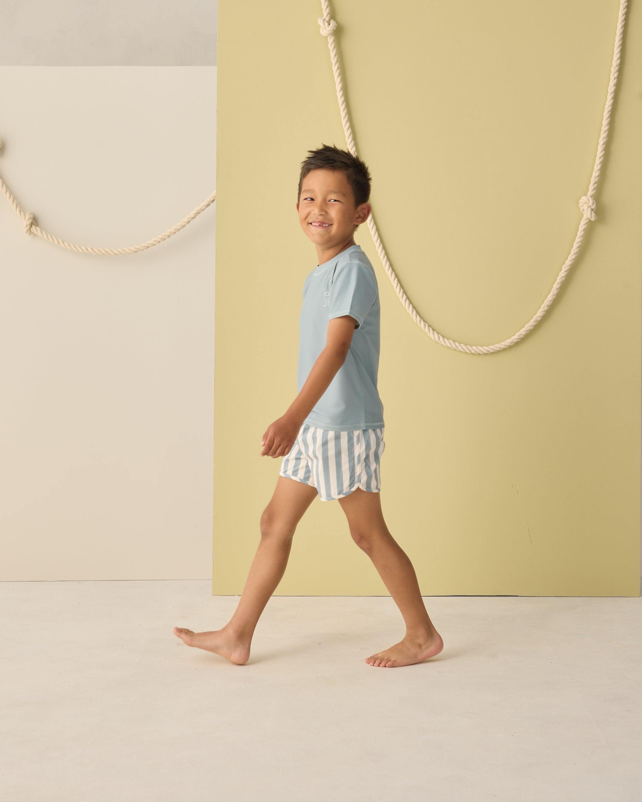 Rylee + Cru Swim Trunk - Green Stripe