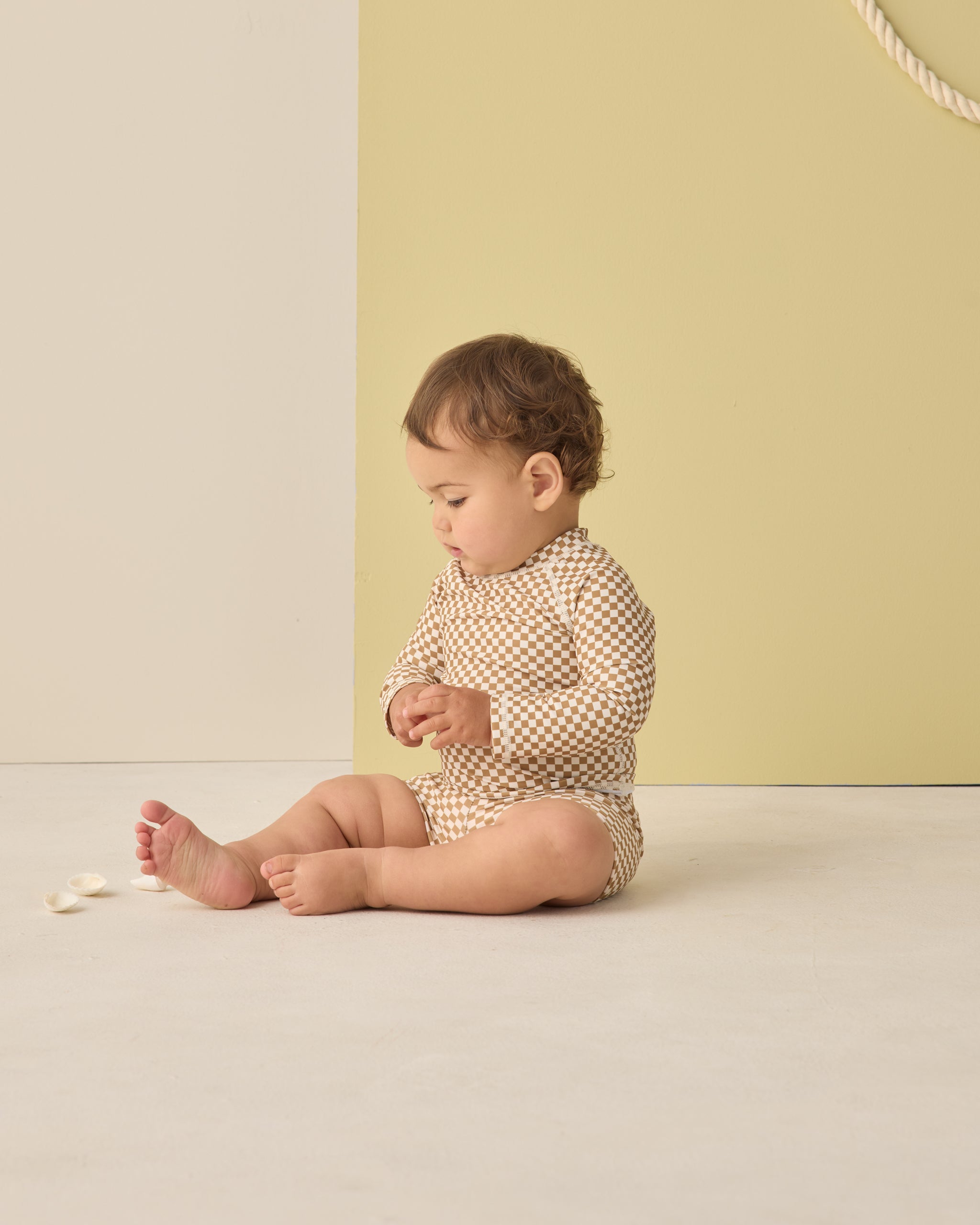 Rylee + Cru Boys Rashguard Set - Ocre Check