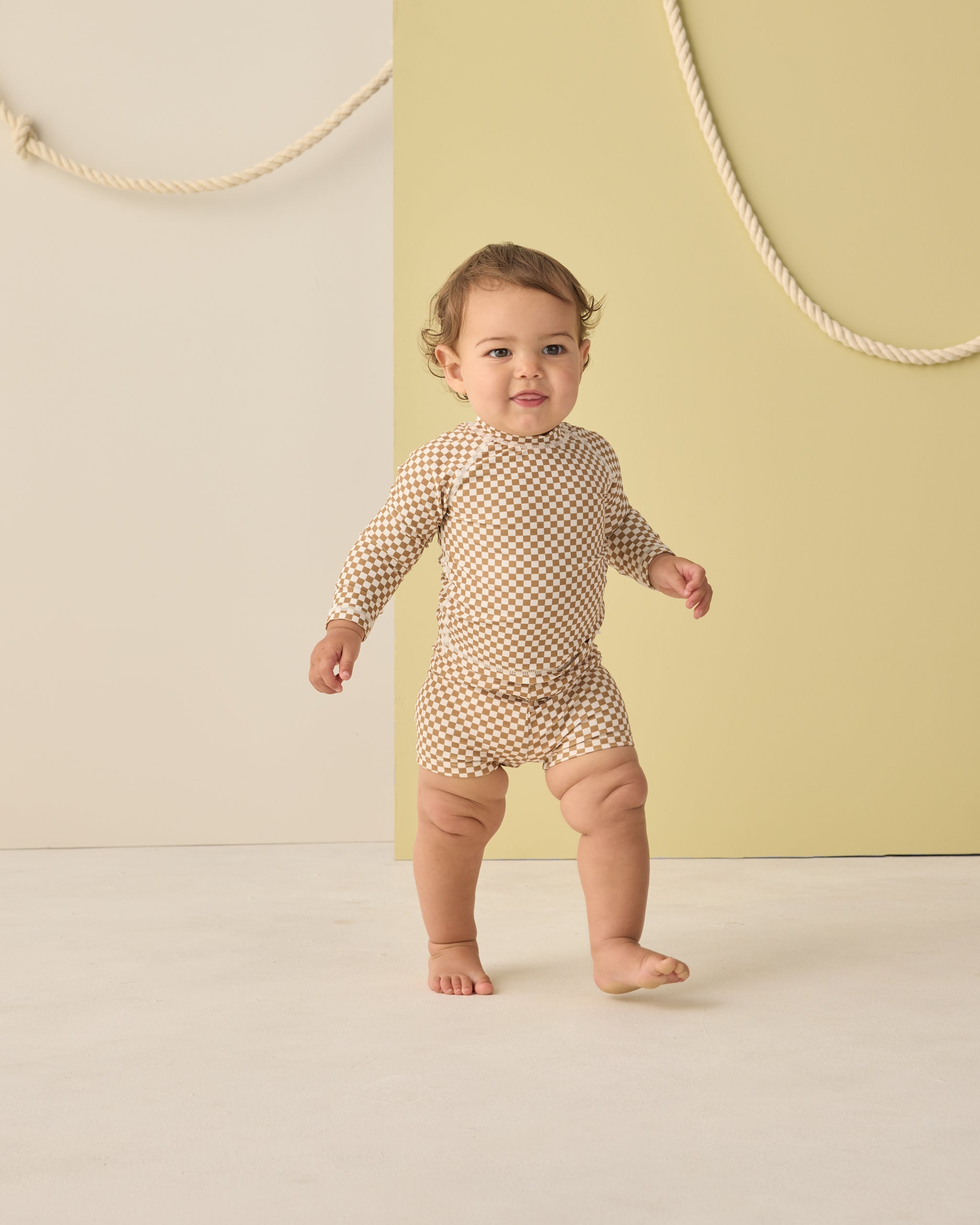 Rylee + Cru Boys Rashguard Set - Ocre Check