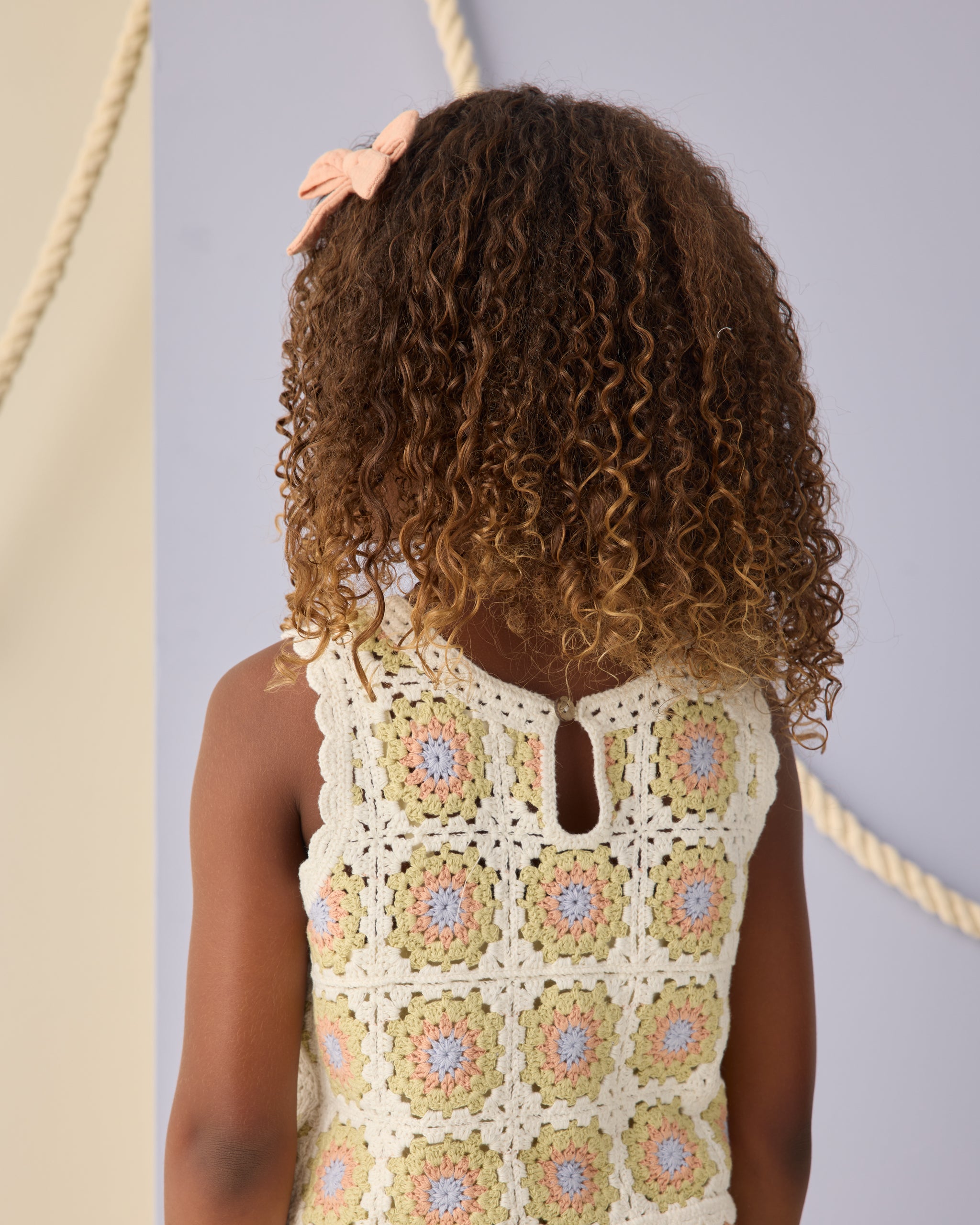 Rylee + Cru Crochet Tank Set - Citron Daisy Check