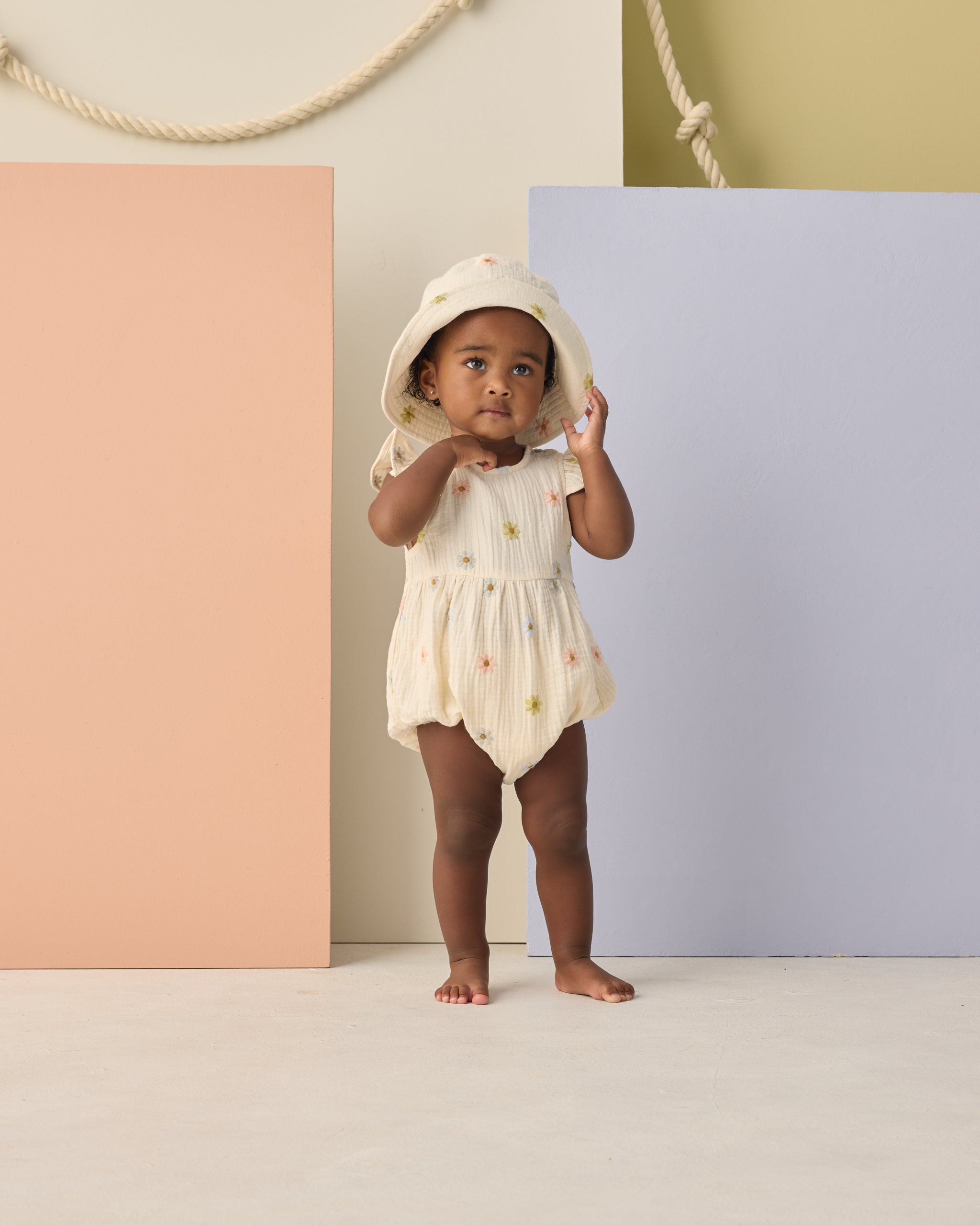 Rylee + Cru Amelia Romper - Embroidered Daisies